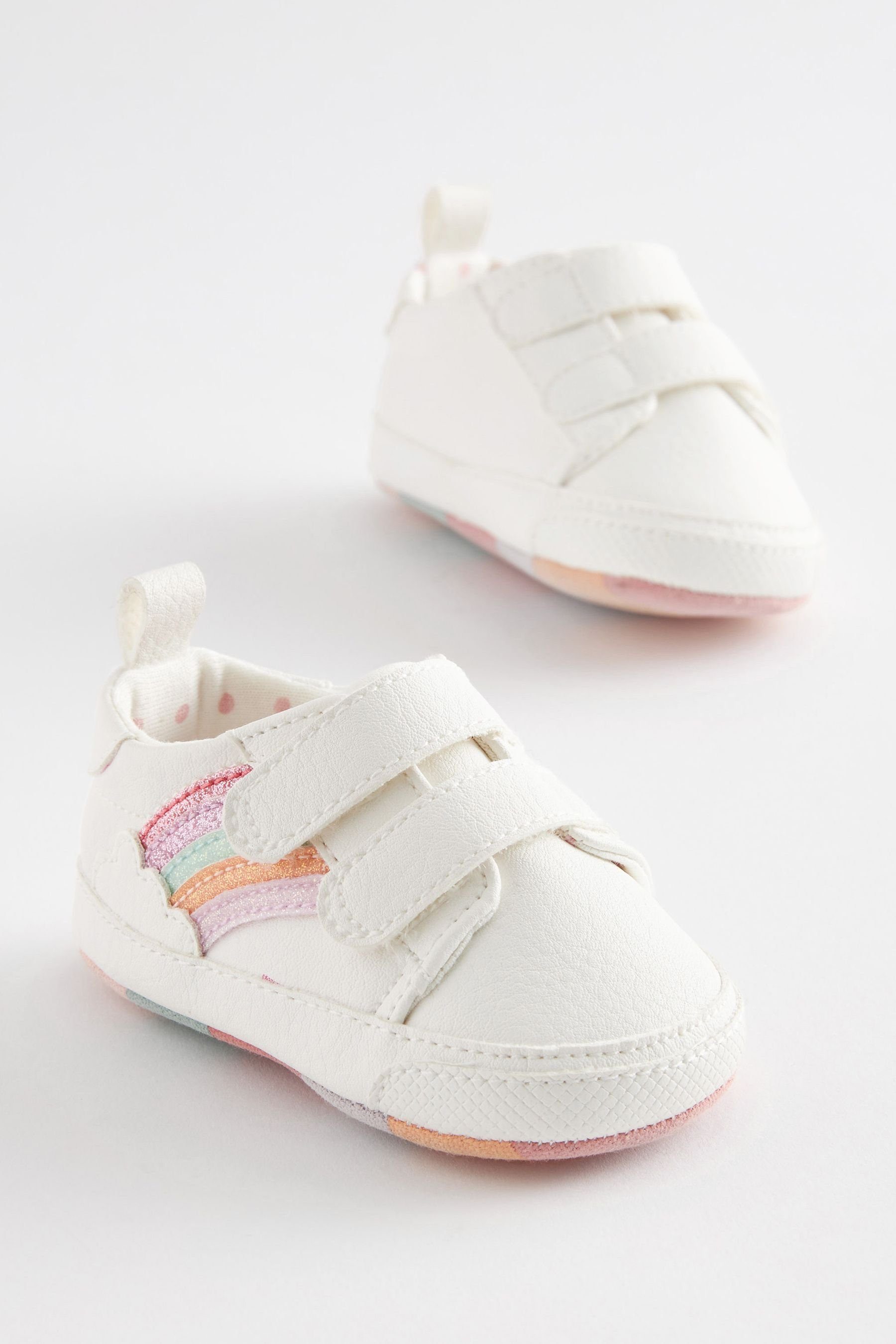 (1-tlg) Next White Trainer Baby Babystiefel Rainbow Glitter