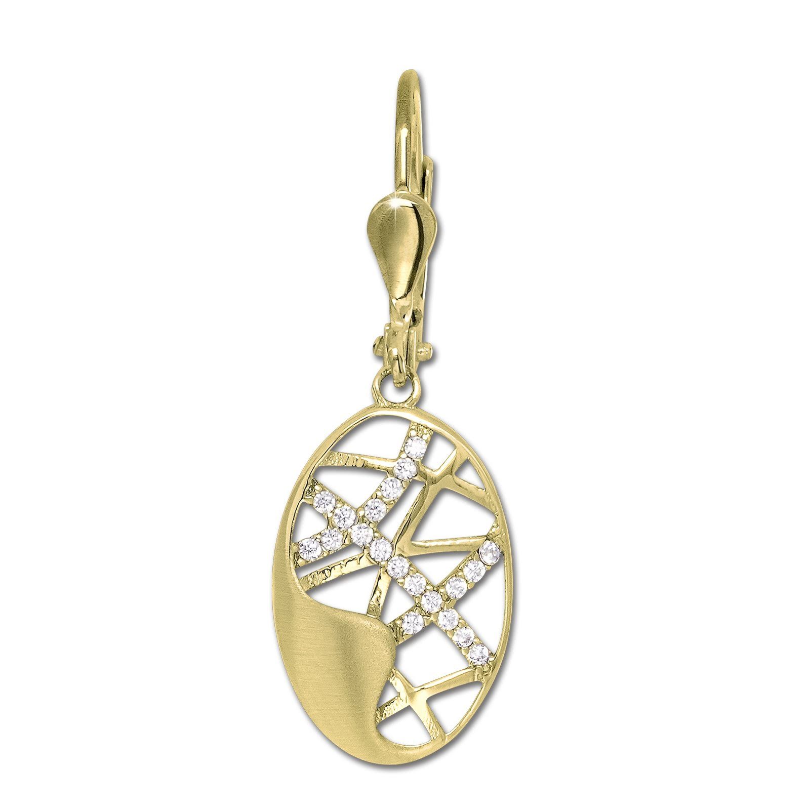 GoldDream Paar Ohrhänger GoldDream 333 Gold weiß Ellipse Zirkonia (Ohrhänge günstig online kaufen