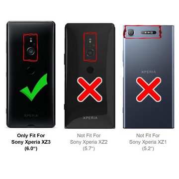 CoolGadget Handyhülle Schwarz als 2in1 Schutz Cover Set für das Sony Xperia XZ3 6 Zoll, 2x 9H Glas Display Schutz Folie + 1x TPU Case Hülle für Xperia XZ3