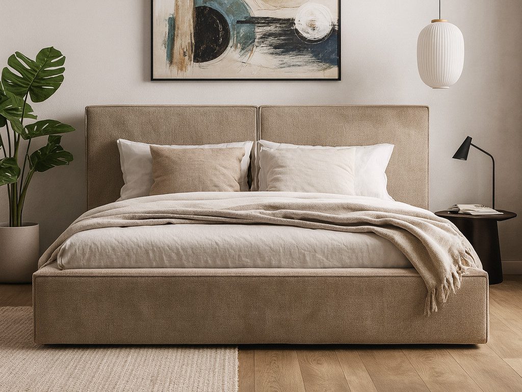 Beautysofa Polsterbett GIANA 160×200 – mit Bettkasten (modernes Design, Cappuccino), Breite: 180 cm