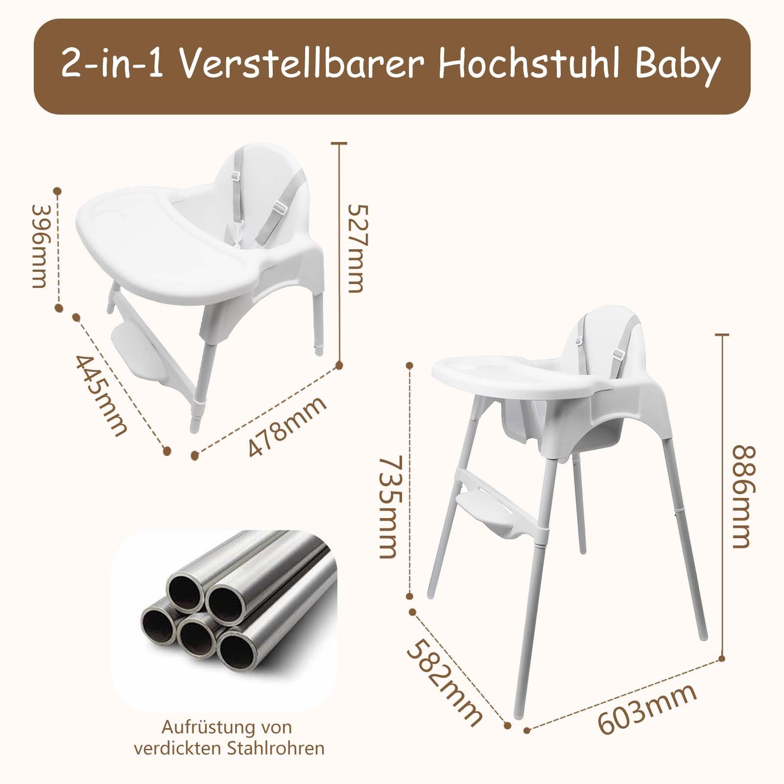Yalion Kinderstuhl Kinderstuhl mit Tablett- Höhenverstellbarer Baby Chair K günstig online kaufen
