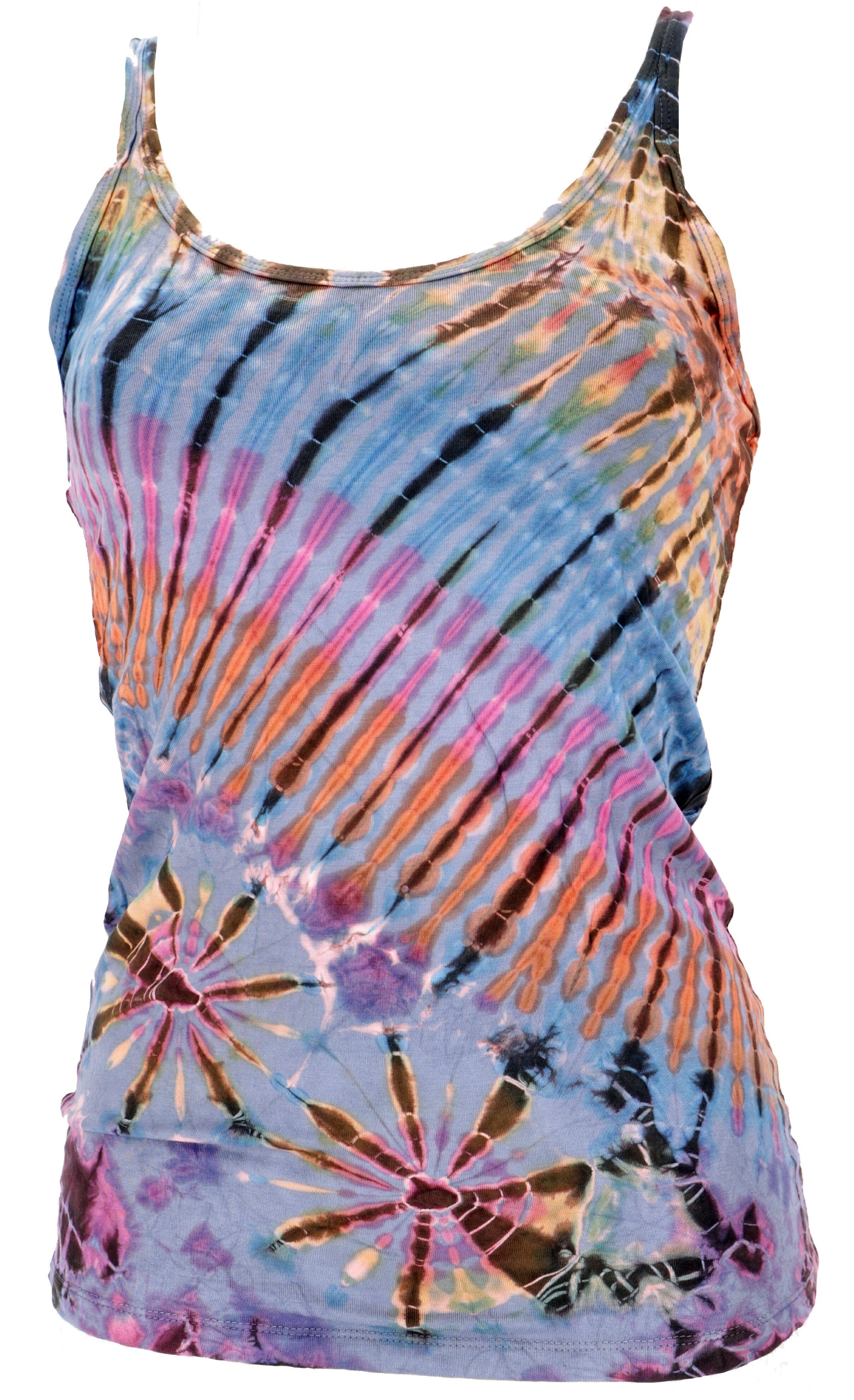 Guru-Shop T-Shirt Batik Hippie Top, Unikat Tank Top - hellblau Festival, Ethno Style, Hippie, alternative Bekleidung