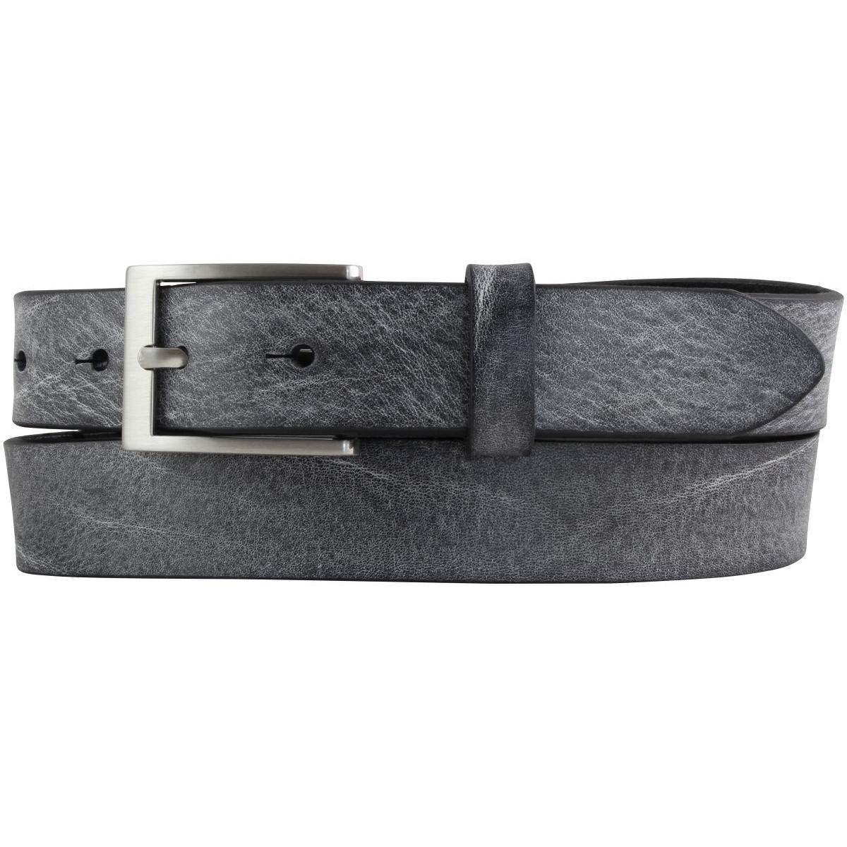 BELTINGER Ledergürtel Herren-Gürtel aus weichem Vollrindleder Vintage-Look 3 cm - Leder-Gürt weiches Leder, Gürtelschnalle in Altsilber, Vintage Schwarz, Silber | Gürtel