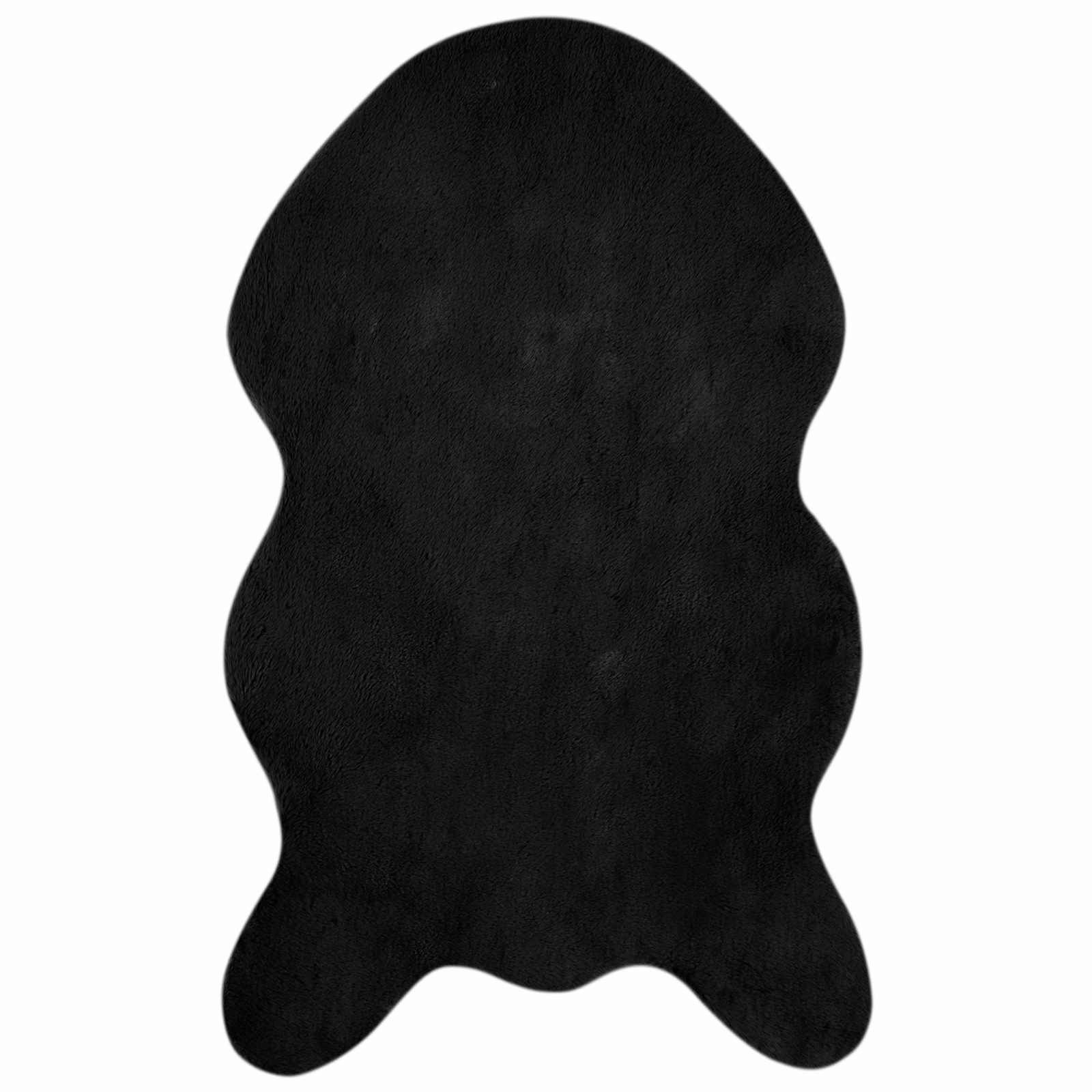 vidaXL Teppich Rutschfester Teppich aus Kunstkaninchenfell OLITE Schwarz, Hütte
