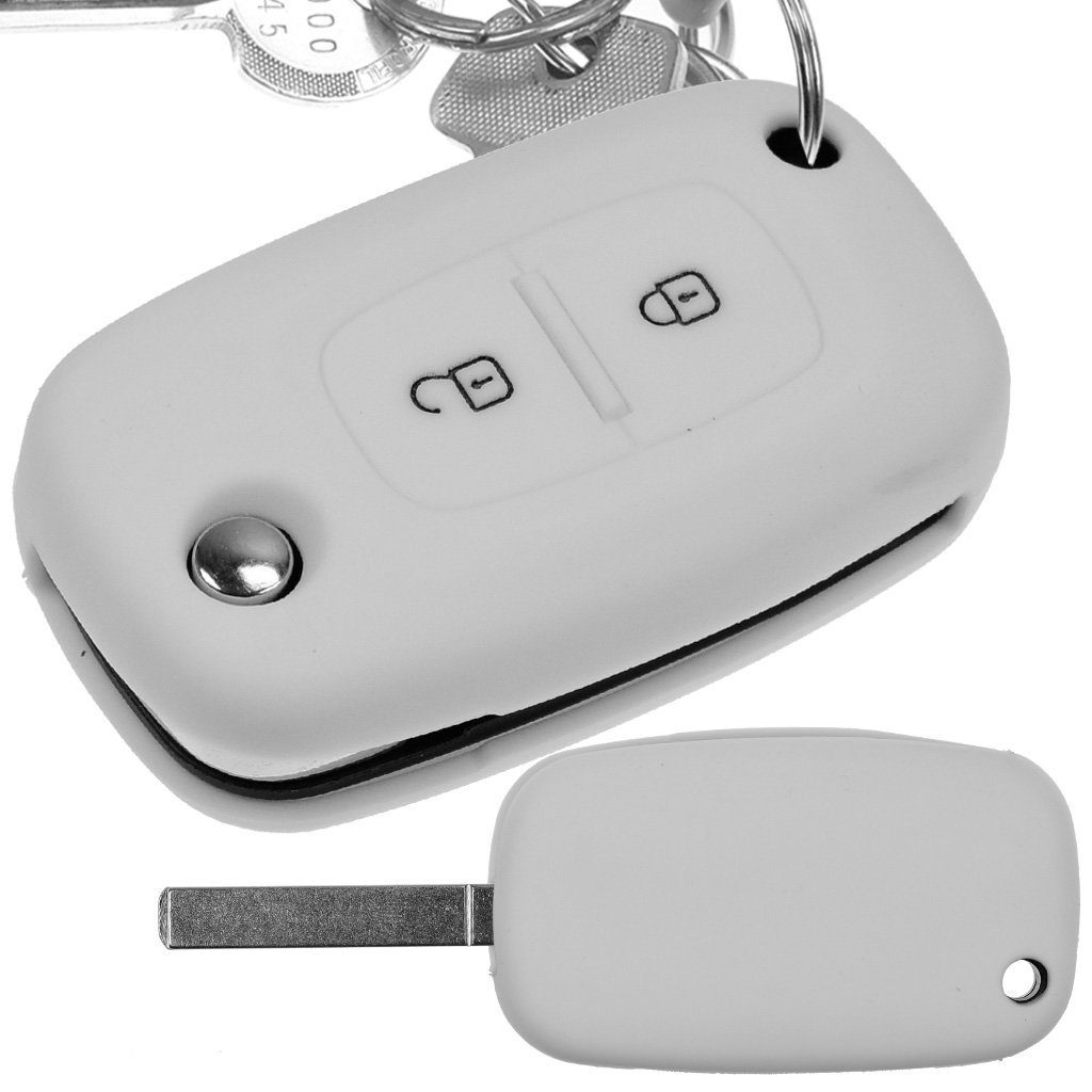 mt-key Schlüsseltasche Autoschlüssel Softcase Silikon Schutzhülle Weiß, für Renault Kangoo Smart Forfour Clio III Twingo Mercedes Benz Citan