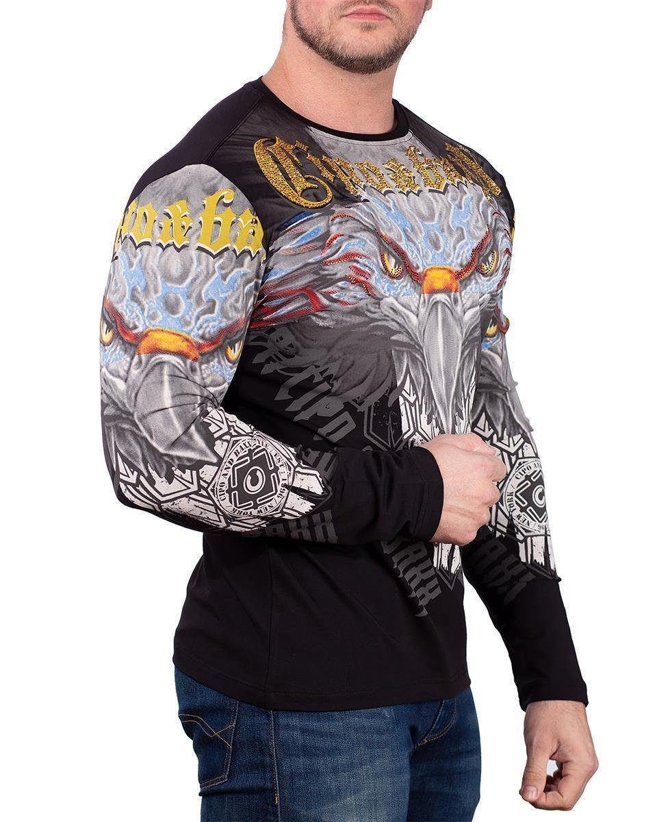 Cipo & Baxx Longsleeve Herren Regular Fit Pullover BA-CL488 mit einem Adler Print