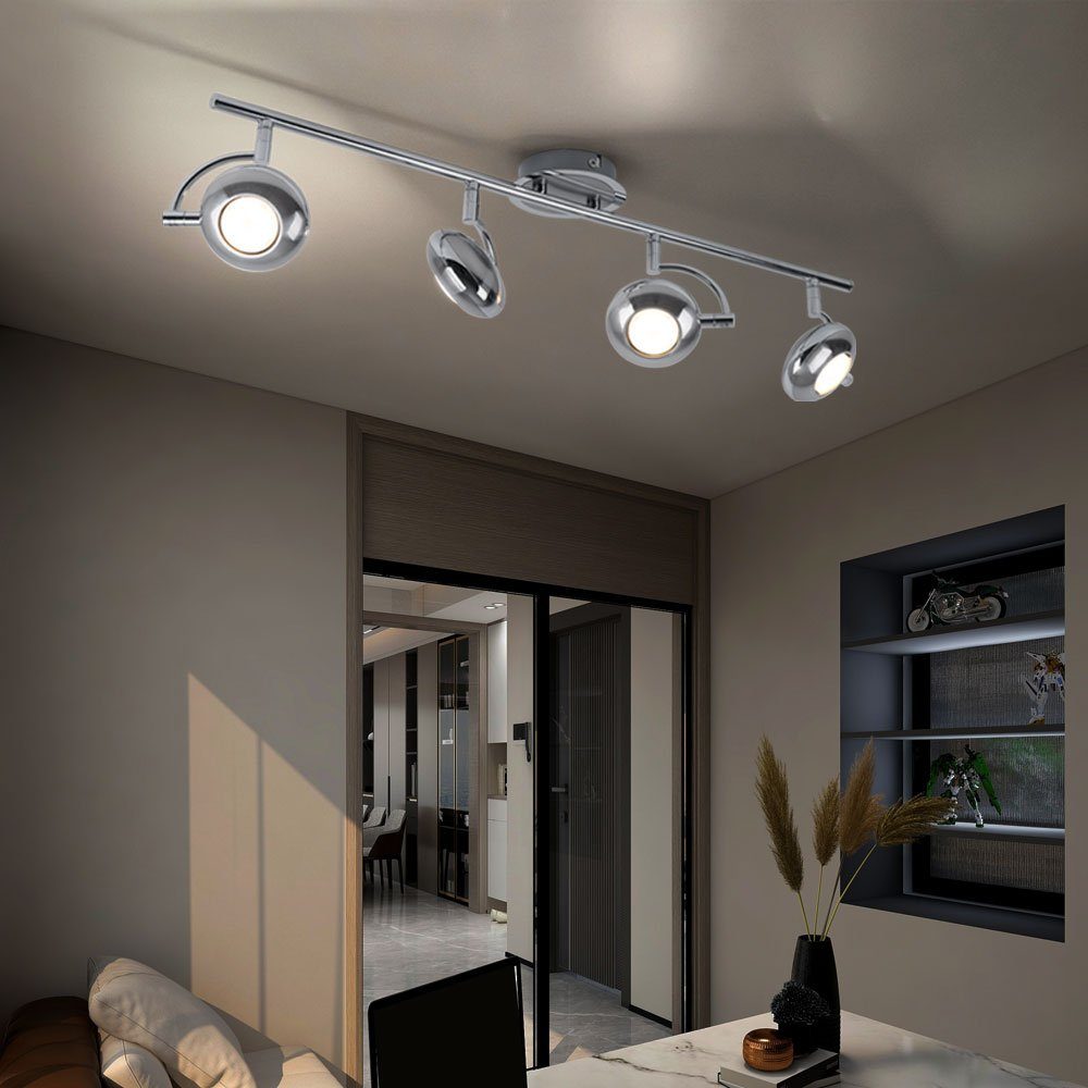etc-shop Chrom Leuchtmittel Spotleiste inklusive, Deckenstrahler Deckenleuchte, Warmweiß, LED LED Deckenleuchte Wohnzimmer