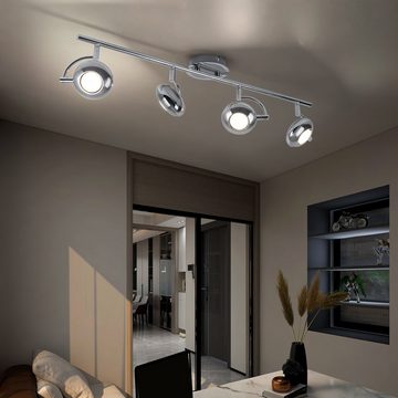 etc-shop LED Deckenleuchte, Leuchtmittel inklusive, Warmweiß, Deckenstrahler Spotleiste Chrom LED Deckenleuchte Wohnzimmer