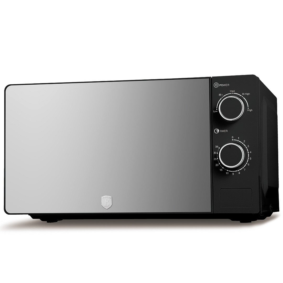 BerlingerHaus Mikrowelle BH 9904, 20 l, 20 L, 700 W, 5 Leistungsstufen, Auftaufunktion, Spiegelglastür