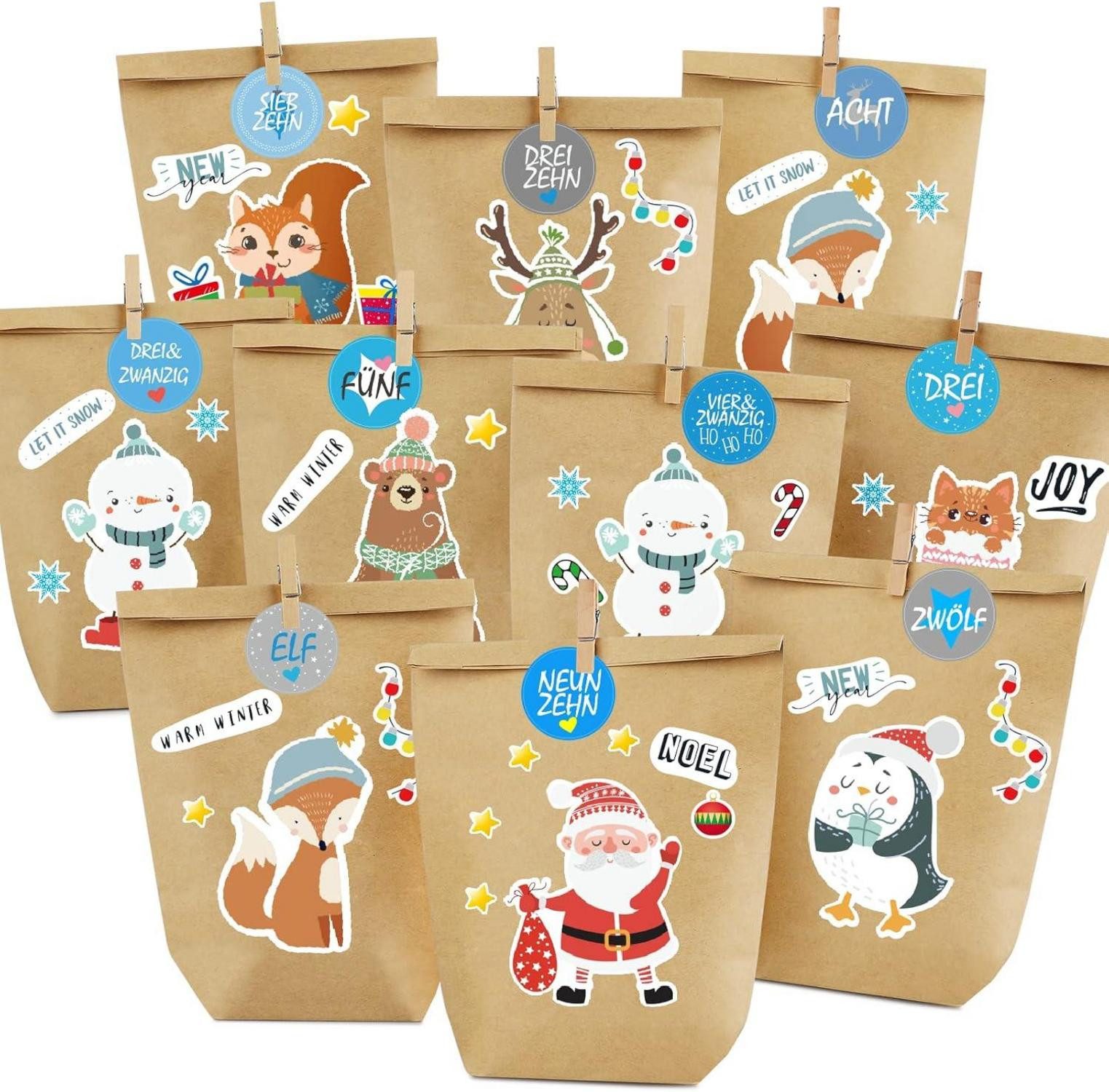 LuxusKollektion DIY-Adventskalender Adventskalender Tüten Set 2023 - DIY Weihnachtskalender zum Basteln