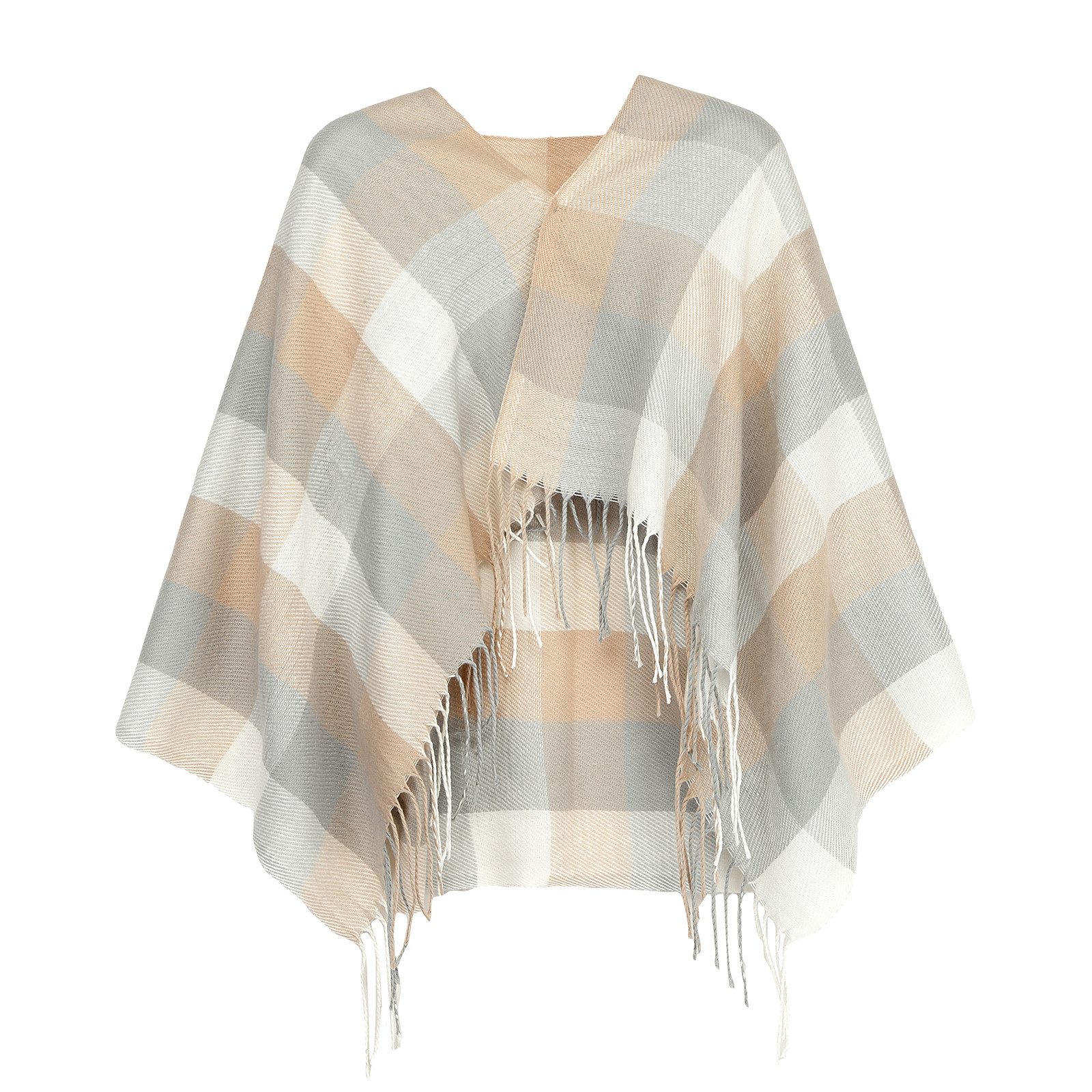 Miss Lulu Modeschal Damen XXL-Pashmina, Übergroßer Karo-Schal mit Fransen günstig online kaufen