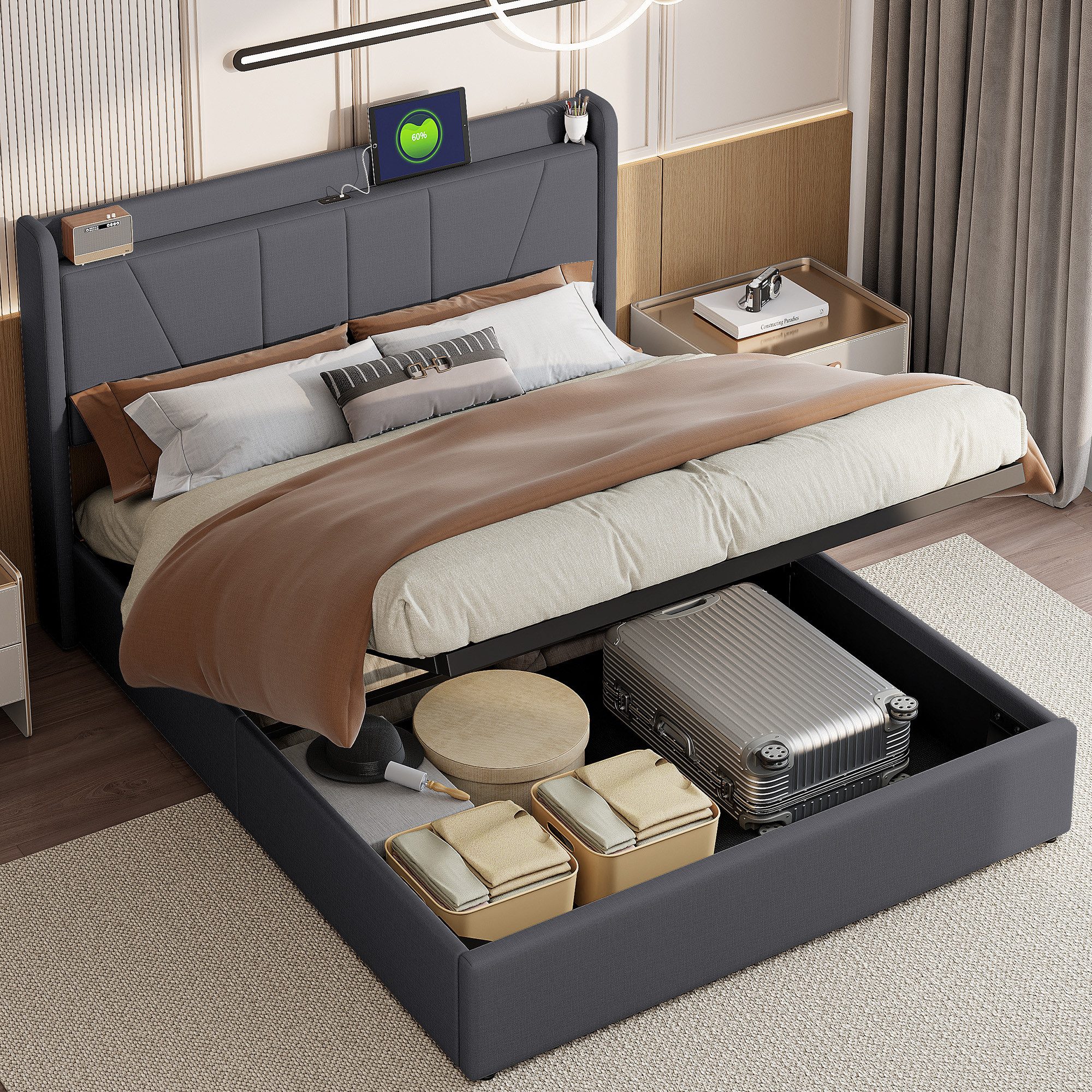 Furnishings Home Stauraumbett Polsterbett Doppelbett Mit Ladefunktion (hydr günstig online kaufen