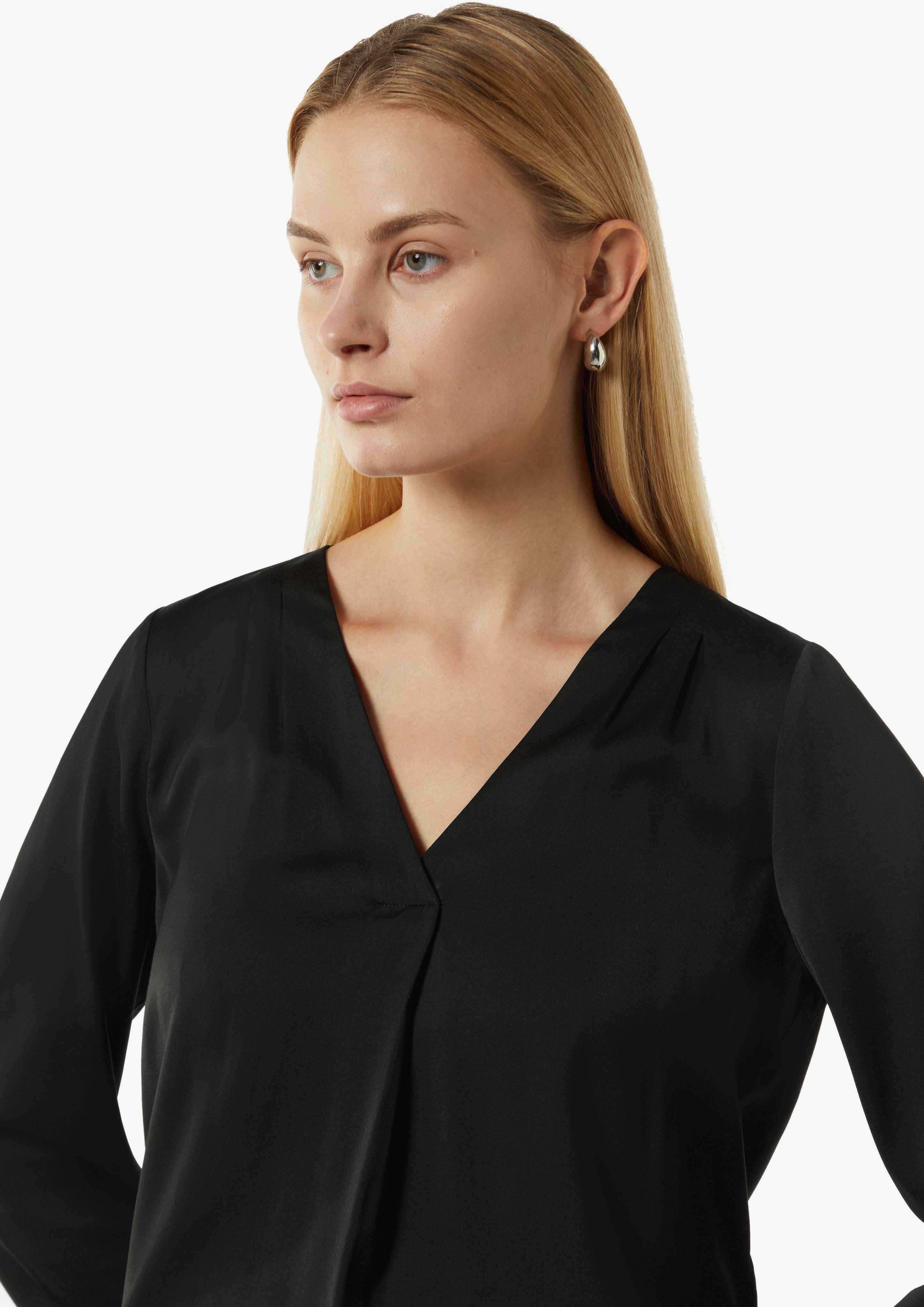 Comma Langarmbluse Satinbluse mit V-Ausschnitt günstig online kaufen