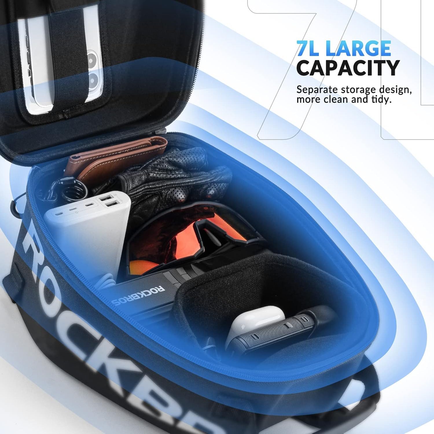 ROCKBROS Fahrradtasche Motorrad Tankrucksack 7L mit Touchscreen, wasserdicht, Schwarz