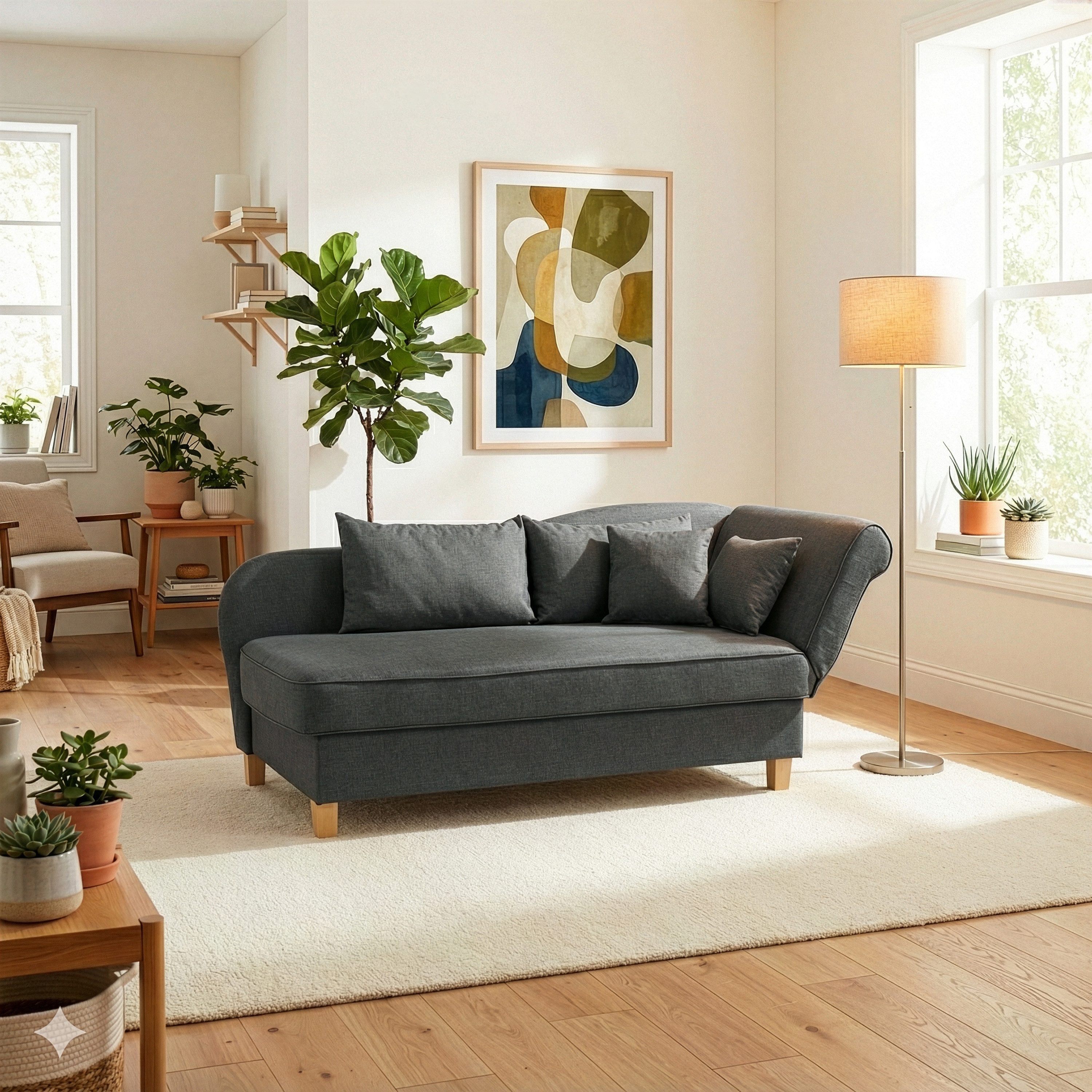 Max Winzer® Recamiere Selma, Recamiere Armteil rechts klappbar, Federkern, Bettkasten, Bettfunktion