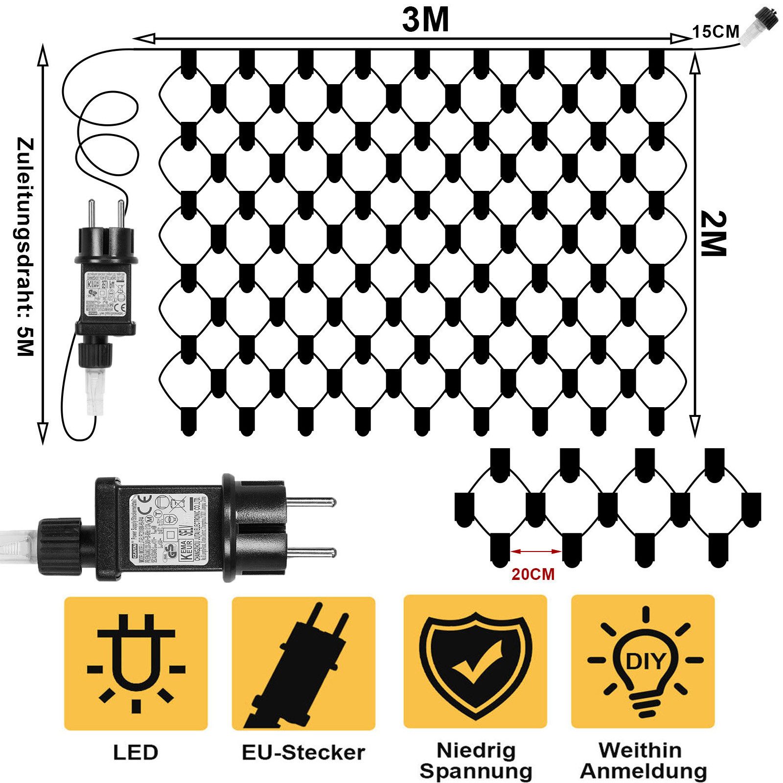 MUPOO LED-Lichternetz 96/144/200/660 LED Lichterketten Weihnachten Lichtern günstig online kaufen