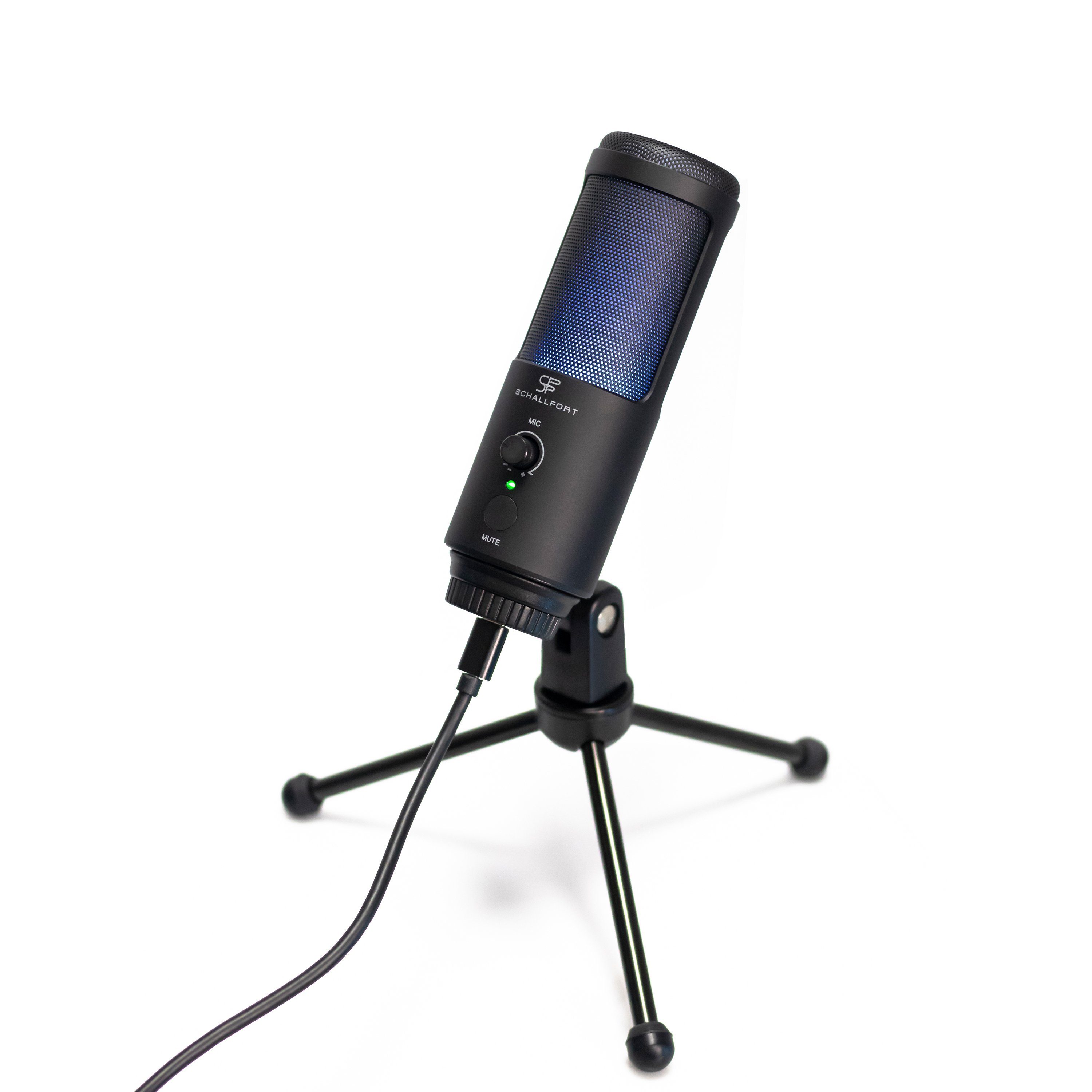 SCHALLFORT Mikrofon Vibe7-RGB (7-teilig), RGB-Beleuchtung, USB-C Plug & Play, AUX, Touch, Kondensator, Set – Bild 4 von 5
