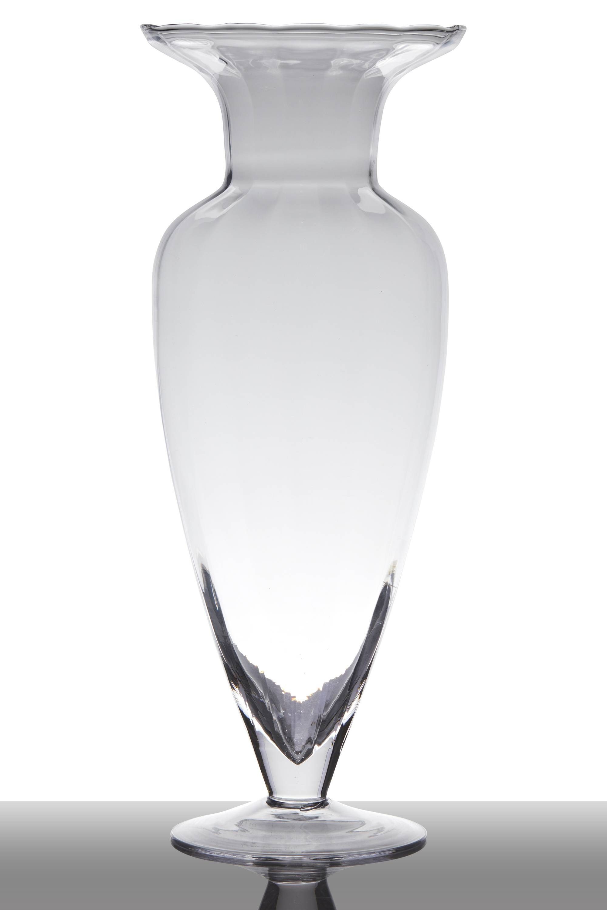 INNA-Glas Bodenvase Glas Kendra auf Standfuß, Trichter - rund, klar, 43cm, Ø 17cm