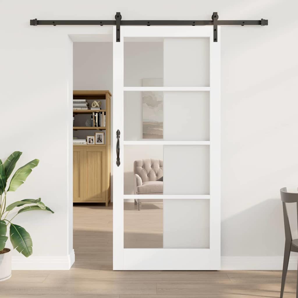 vidaXL Haustür Schiebetür ORKDAL Weiß und Schwarz 93 x 211 cm (1-St)