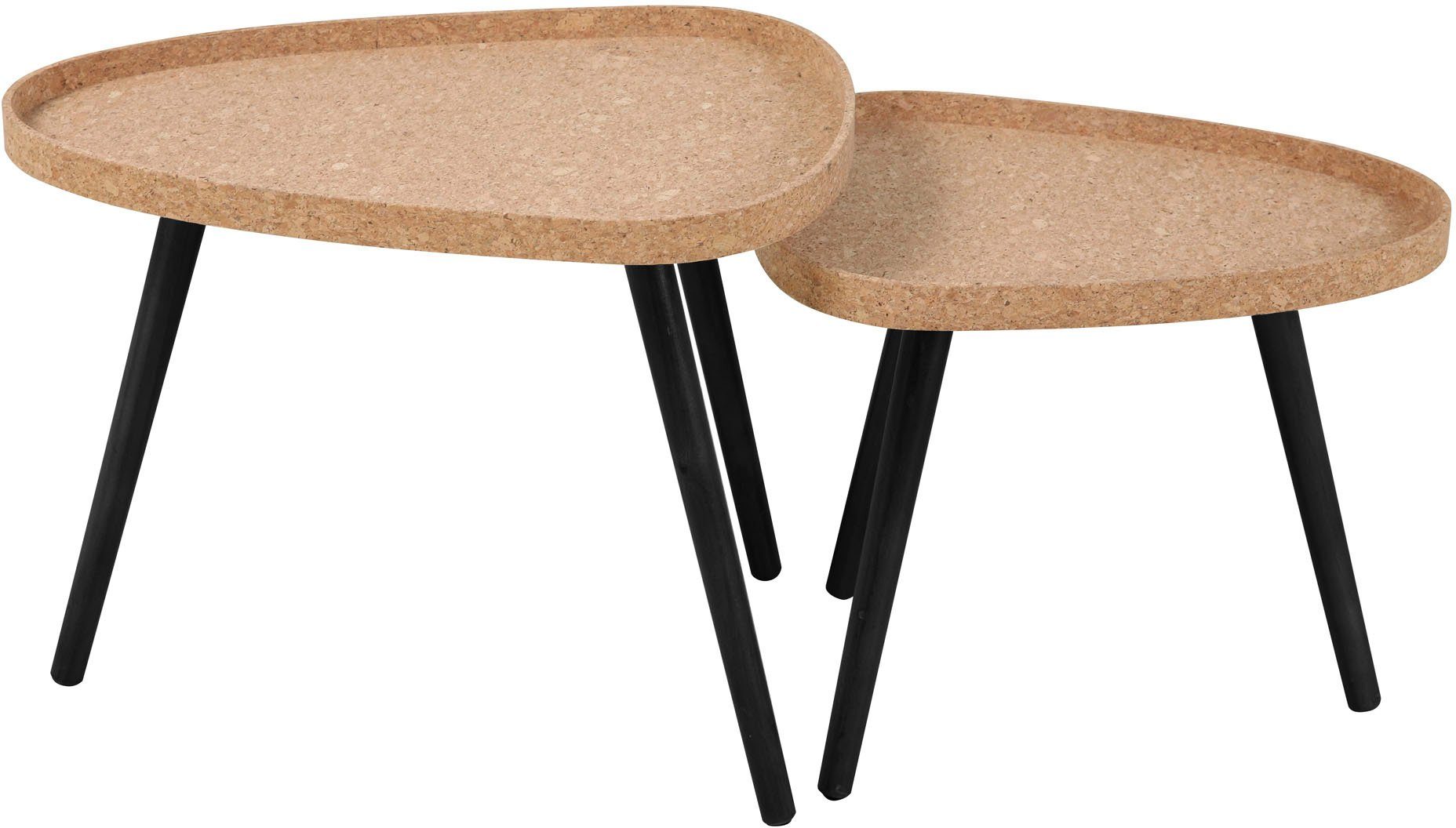 MÖBILIA Beistelltisch (Set, 2-St., 2er Set), Tischplatte aus Kork