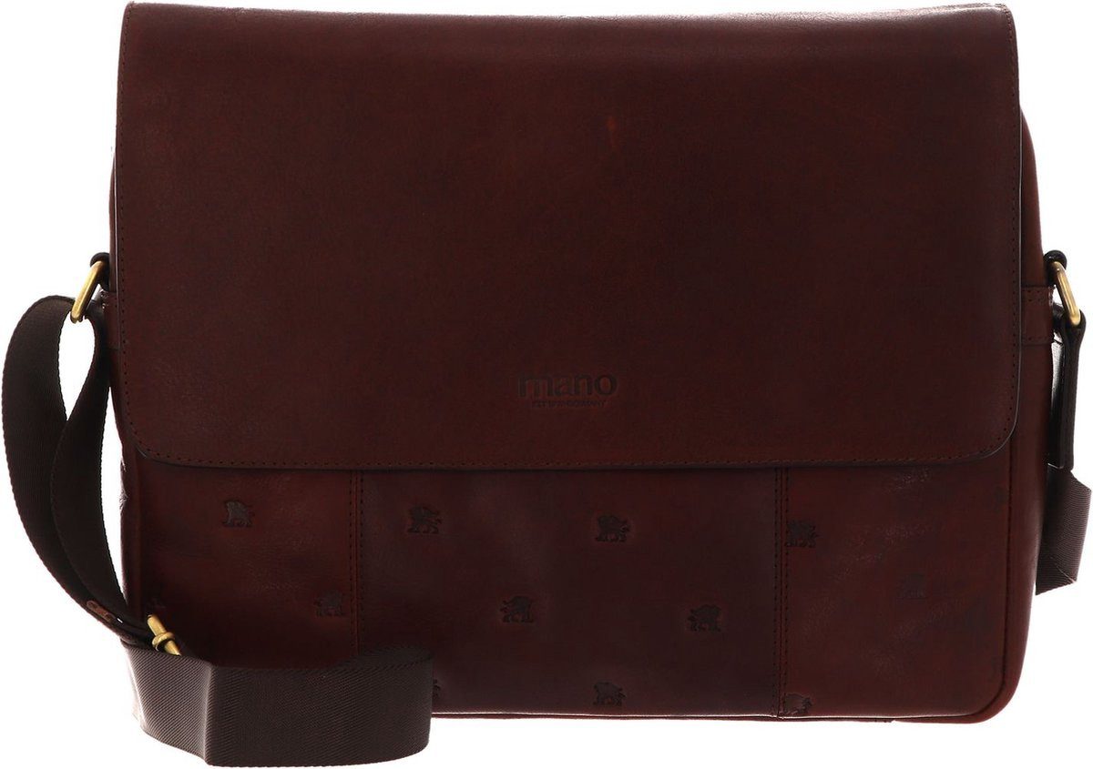 mano Messenger Bag Leder-Schultertasche Don Leon Stuart Mid-Brown, echt Leder