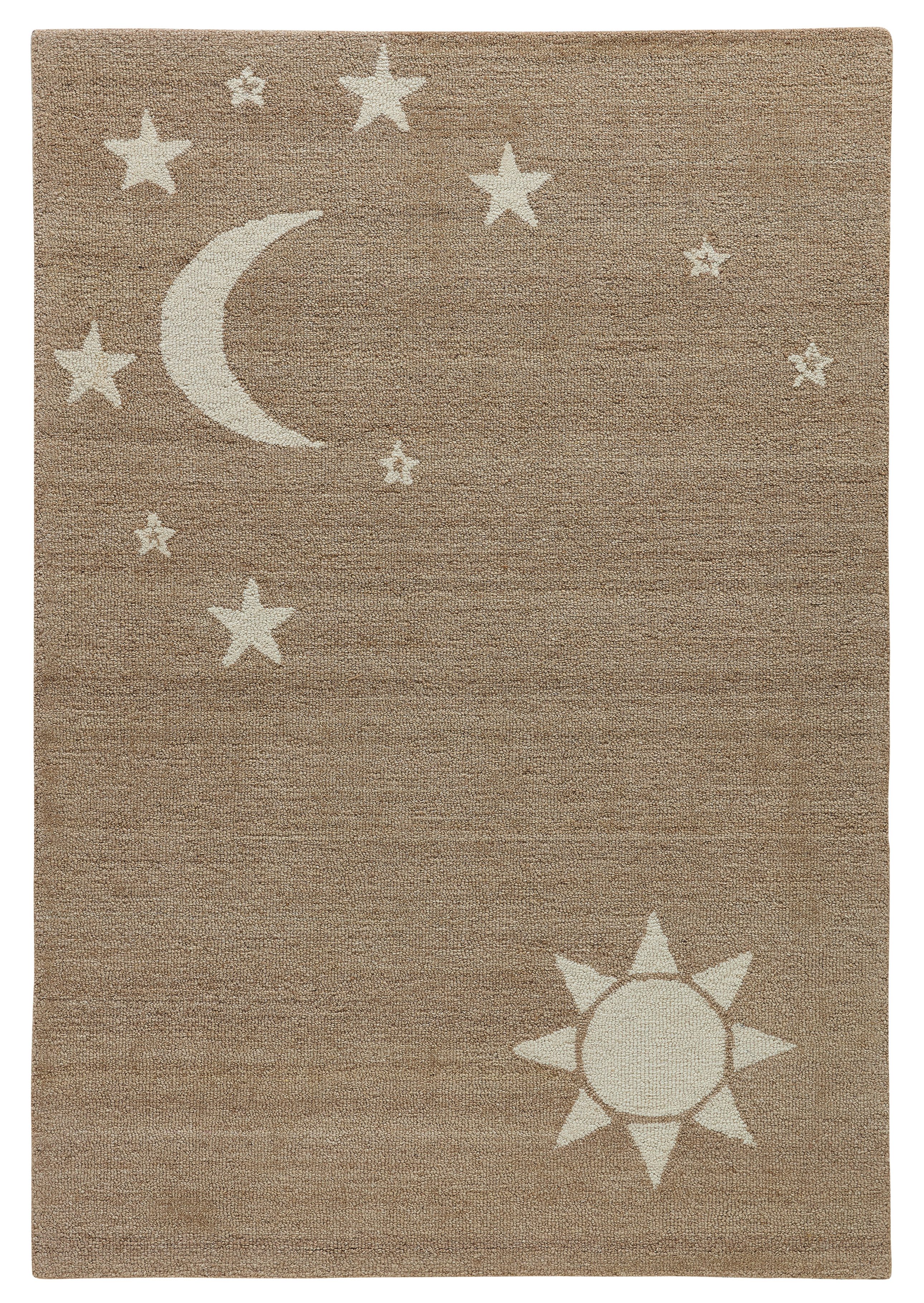 THEKO Kinderteppich Gaia Kids Sky, rechteckig, Höhe: 10 mm, getuftet, reine Schurwolle, Motiv Mond & Sterne, Kinderzimmer