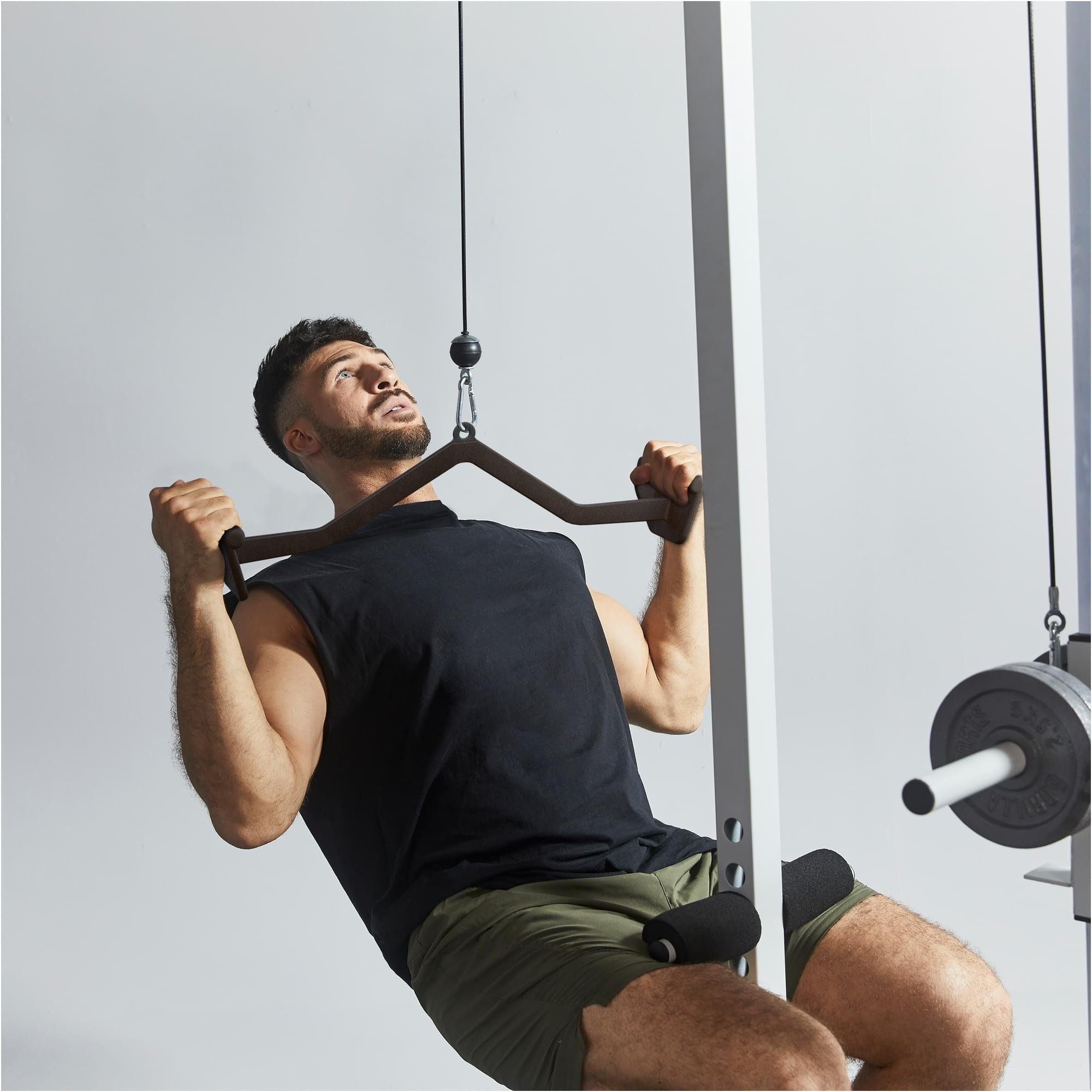 GORILLA SPORTS Rudergriff Einzeln oder 3er Set, V Form, Latzugstange, Stahl mit Gummi Hand-Grips