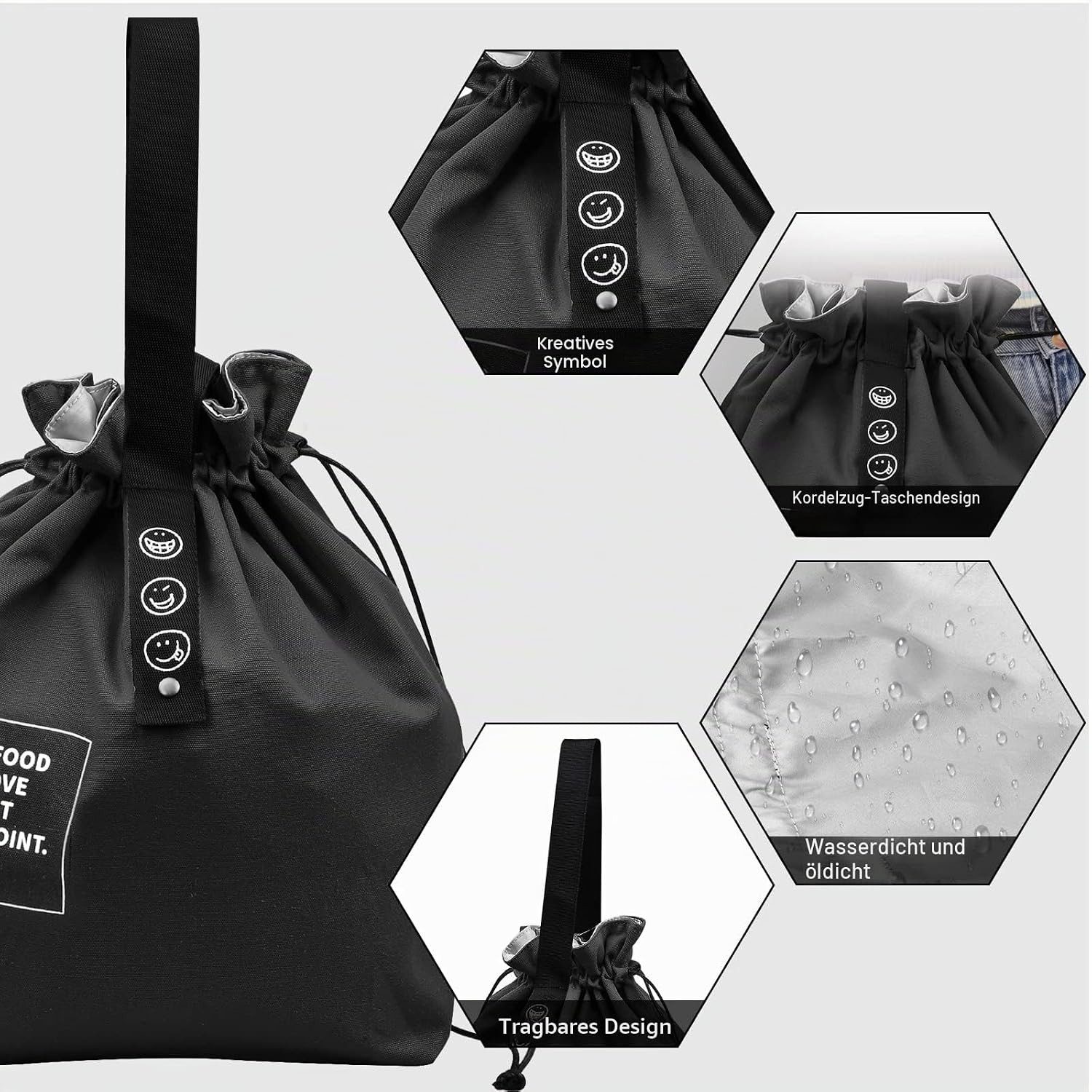 Diwzbyn Kühltasche Lunch Tasche, 9L Klein Picknicktasche, Bento Tasche, Isoliertasche, Lunchpaket Tasche für Arbeit Schule Unterwegs – Bild 3 von 5