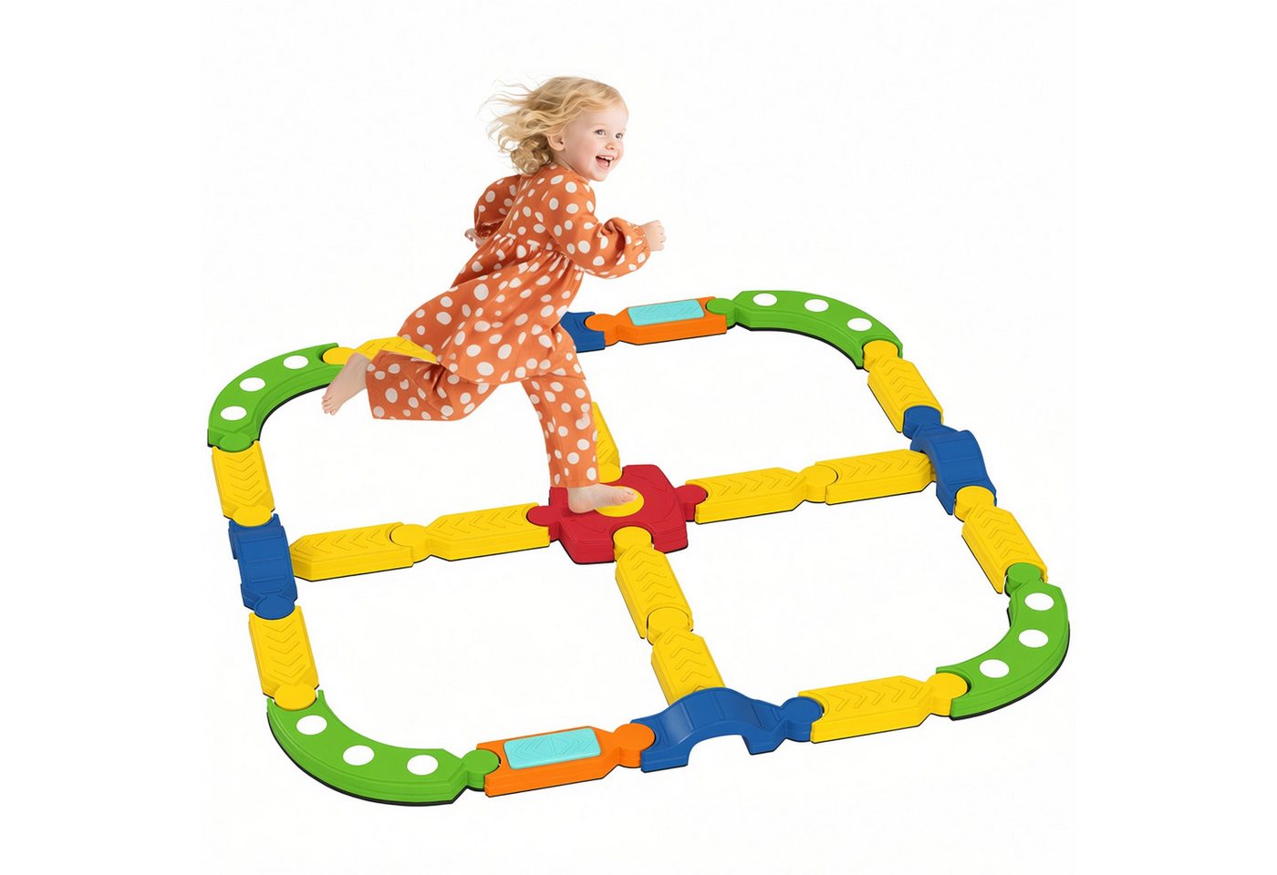 AIYAPLAY Balanceboard Balancierbalken Schwebebalken mit 25 Balanciersteine, Montessori, Fördert Balance und Koordination