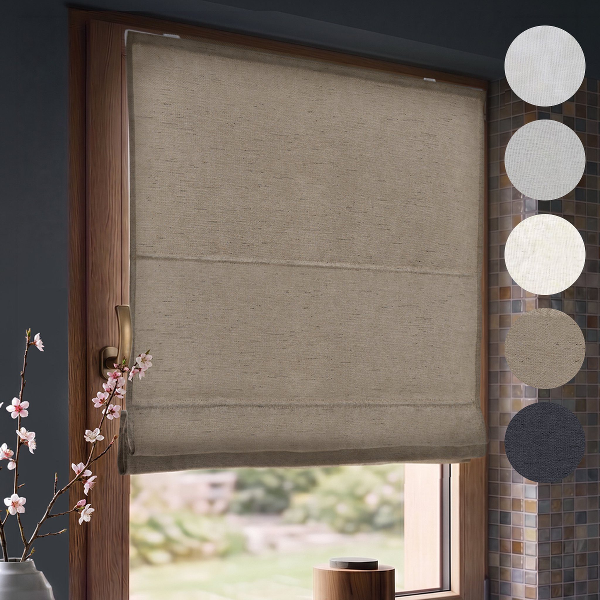 Victoria M. Raffrollo Ivora Premium Raffrollo 40x130cm Creme Verdunkelnd, mit Faltenband, mit Bohren, freihängend, Abnehmbarer Stoff mit OEKO-TEX® Zertifizierung
