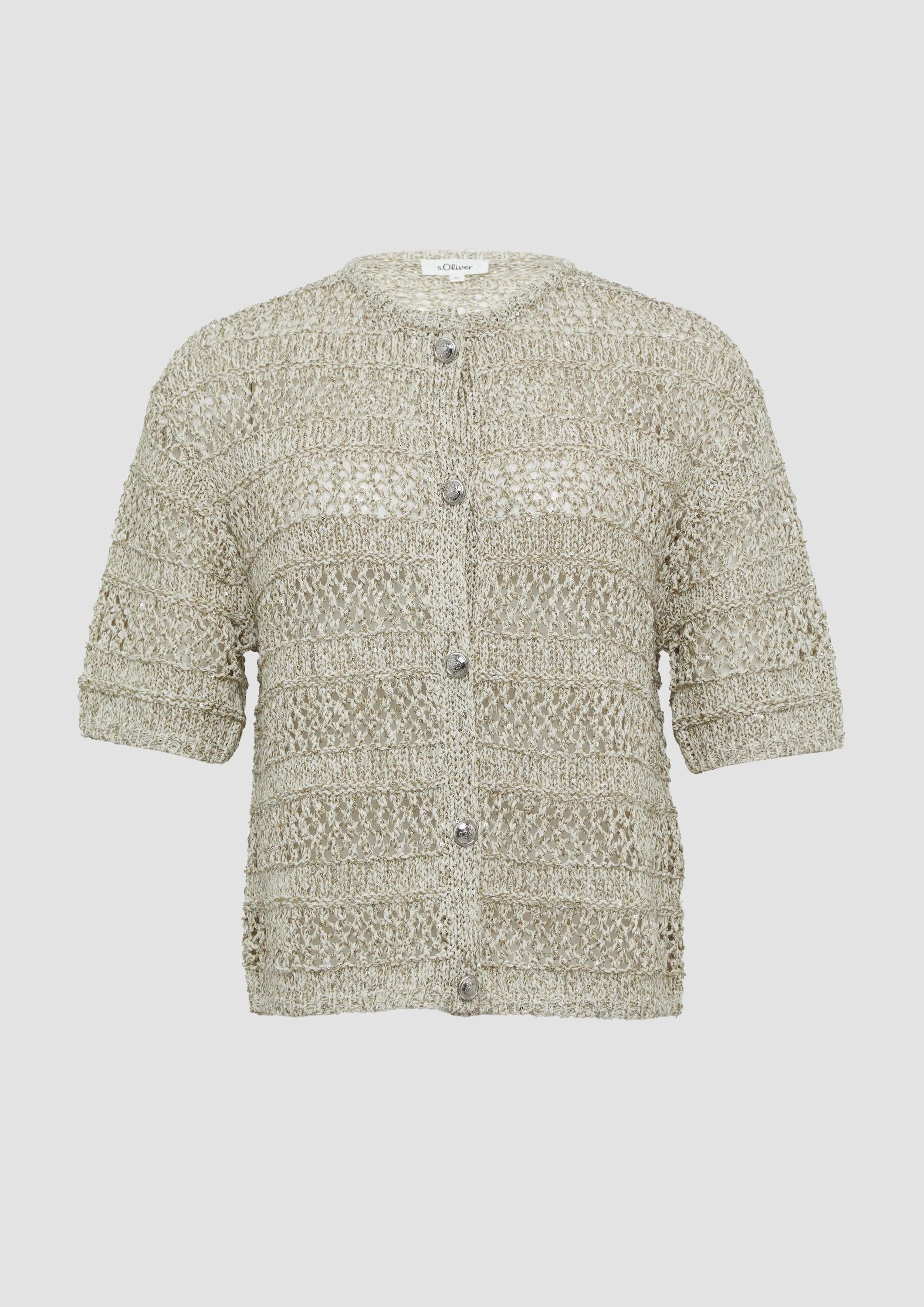 s.Oliver Cardigan Strickjacke Ajour-Strickjacke mit Glitzereffekt