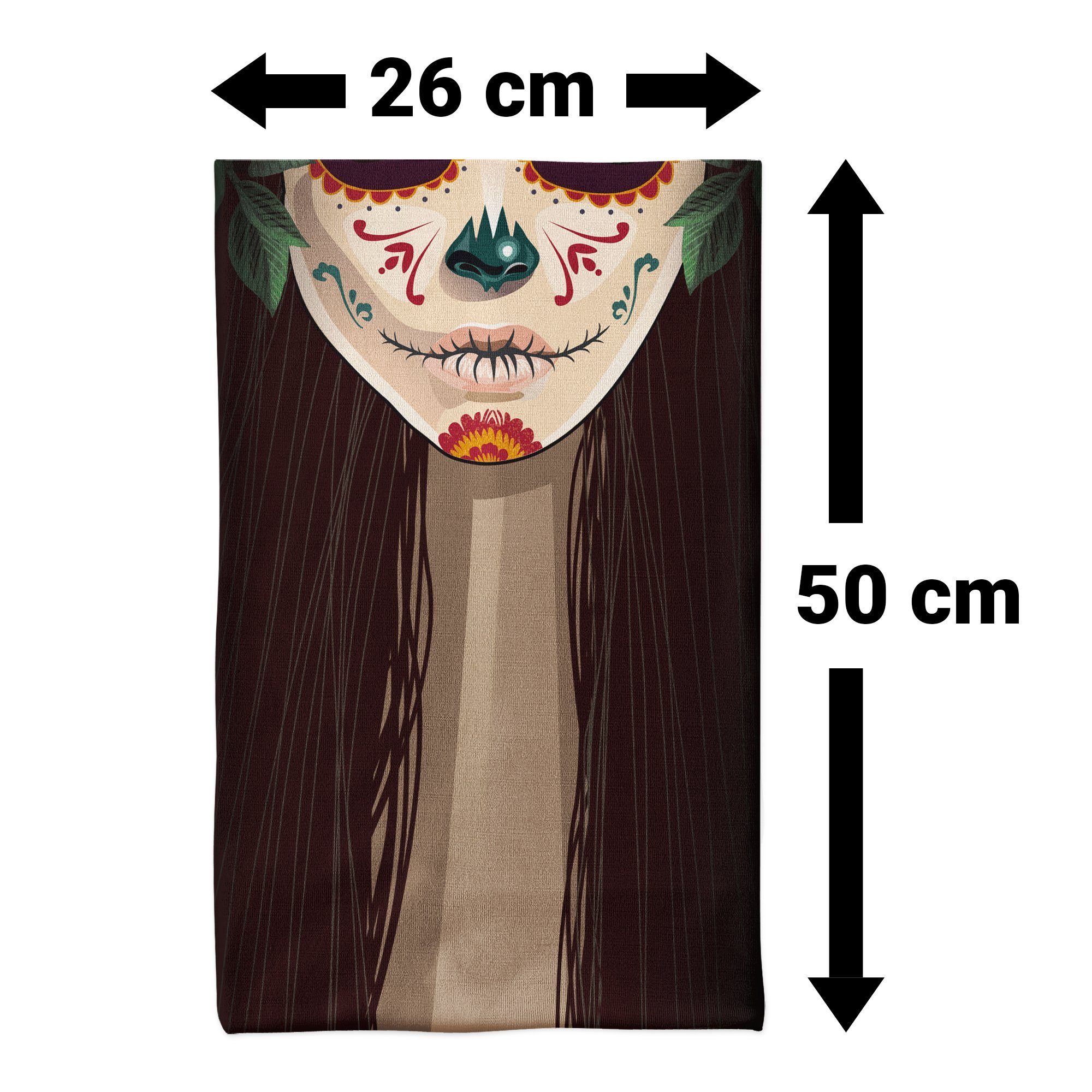 Maskworld Verkleidungsmaske Schlauchschal Catrina, Elastisches Halstuch mit witzigem Aufdruck