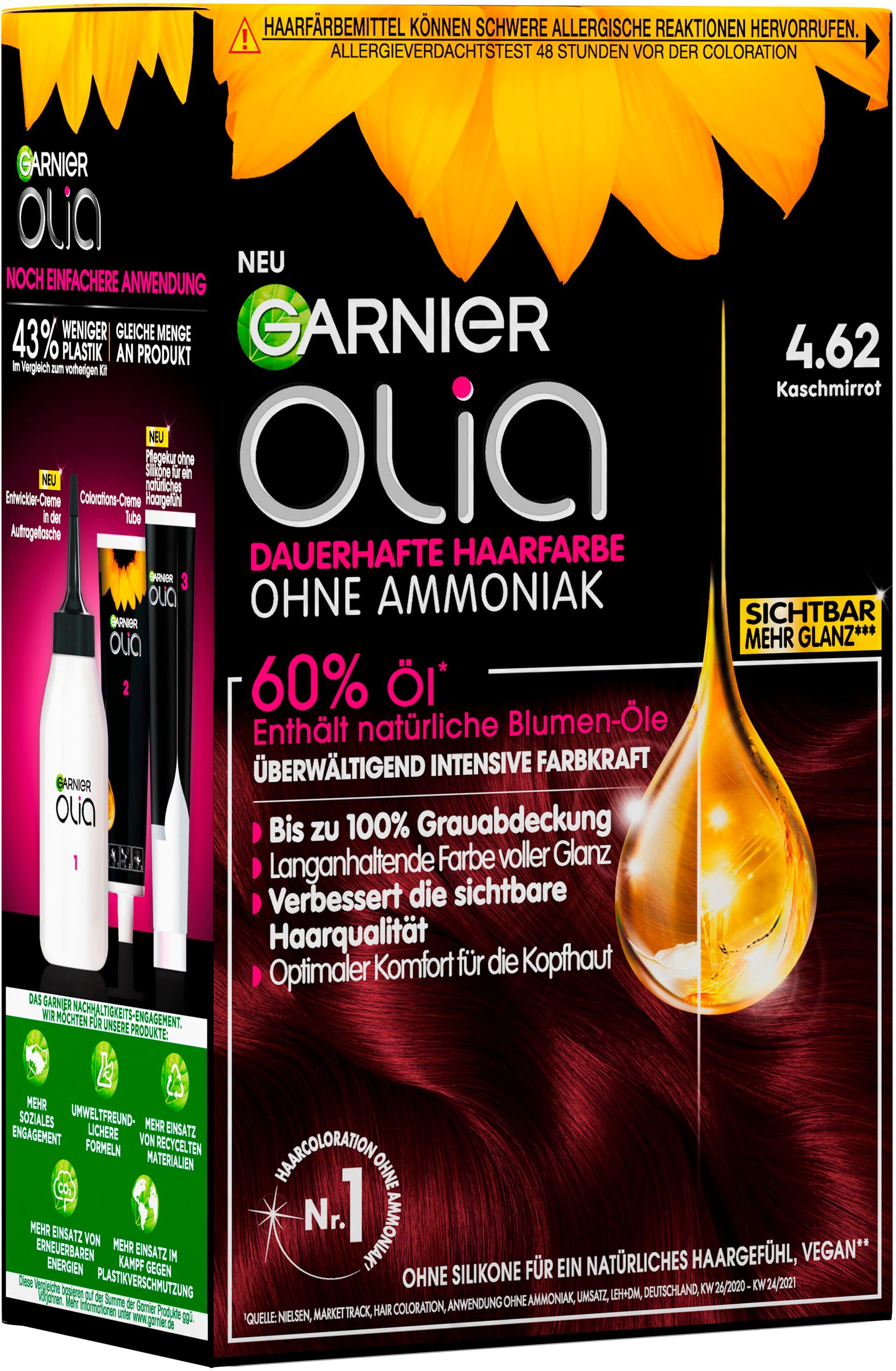 Coloration 3-tlg., Ölbasis Olia Haarfarbe, dauerhafte Garnier Set, GARNIER