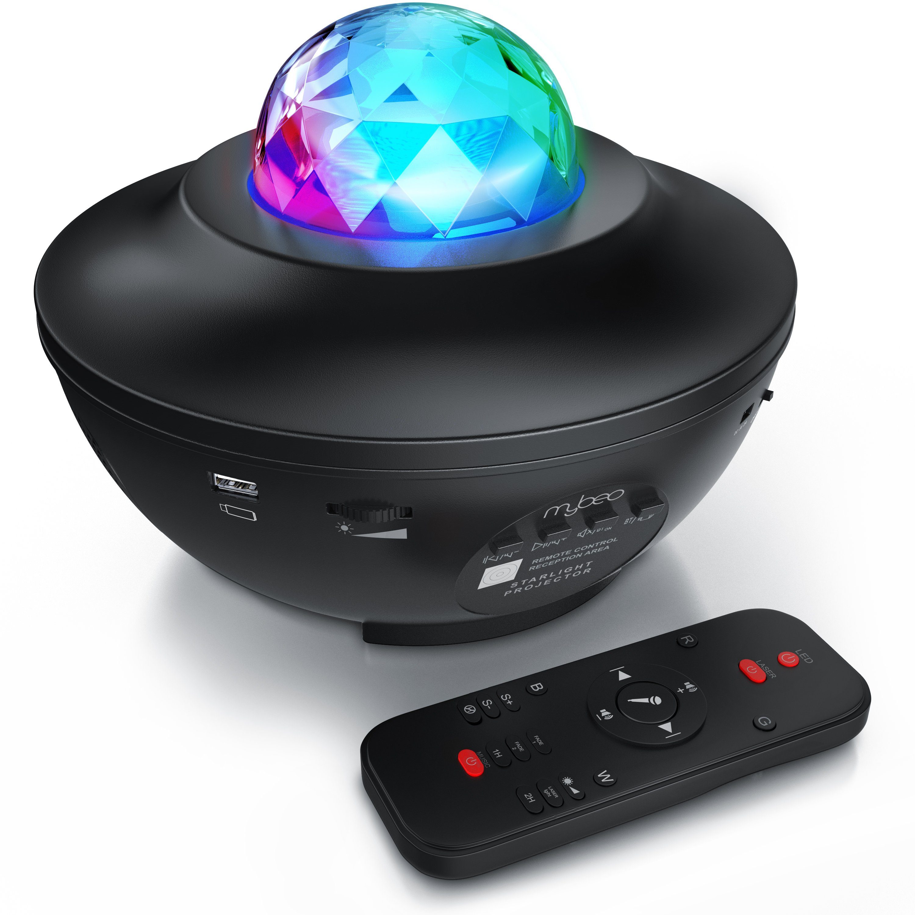 MyBeo LED-Sternenhimmel, Dimmfunktion; Ein-/Ausschalter; Farbwechsel, LED fest integriert, LED Sternenprojektor 360°, Timer, Kinder, Звездное небо Nachtlicht