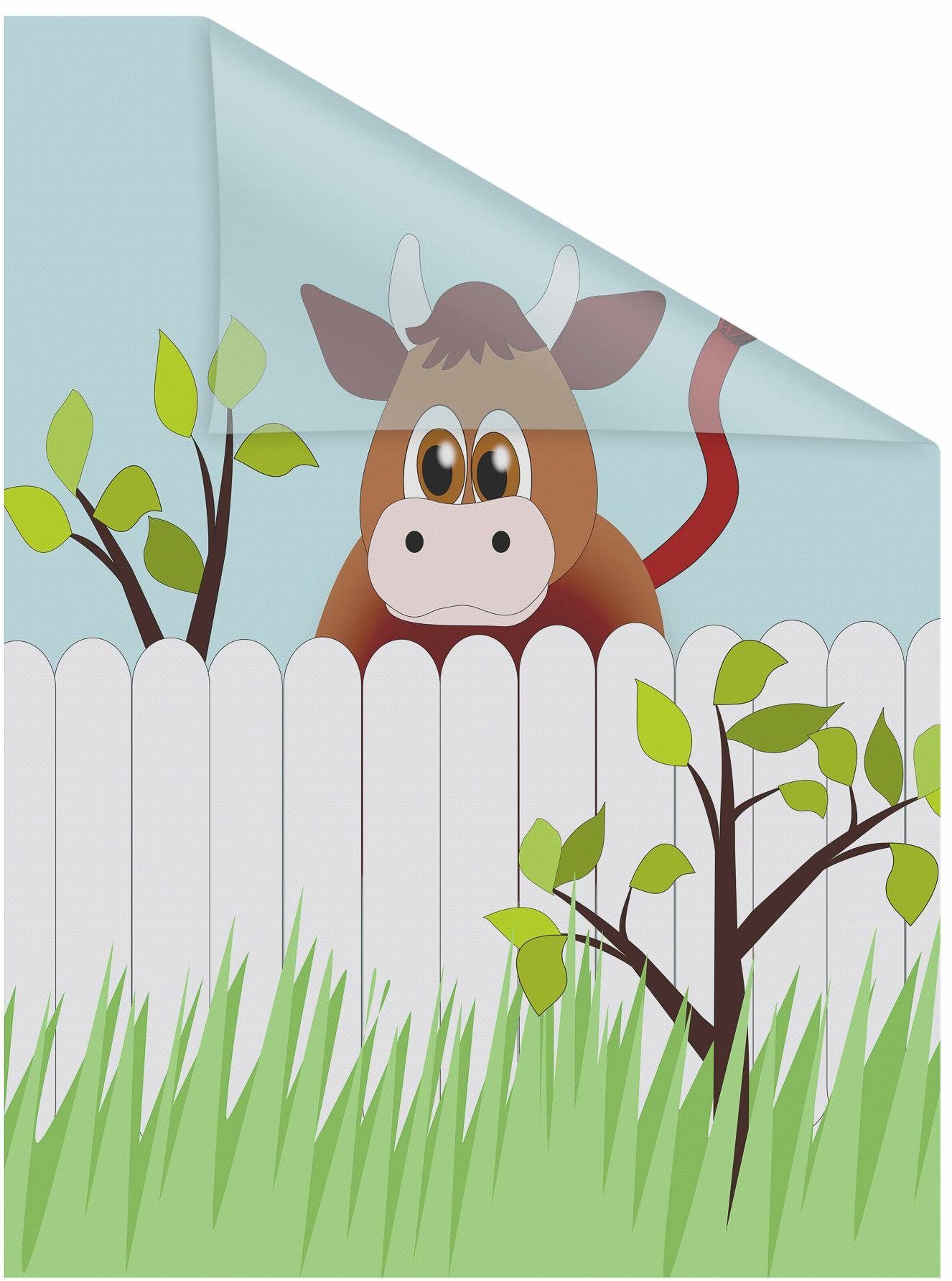 LICHTBLICK ORIGINAL Fensterfolie Ochse Otto, blickdicht, strukturiert, selbstklebend, Sichtschutz