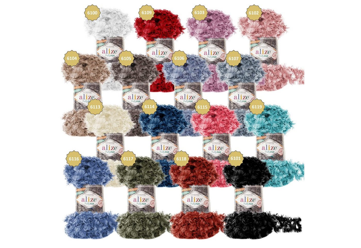 Thumbnail - Alize 5 x 100g Strickgarn ALIZE Puffy Fur Uni Häkelwolle, 6104 beige