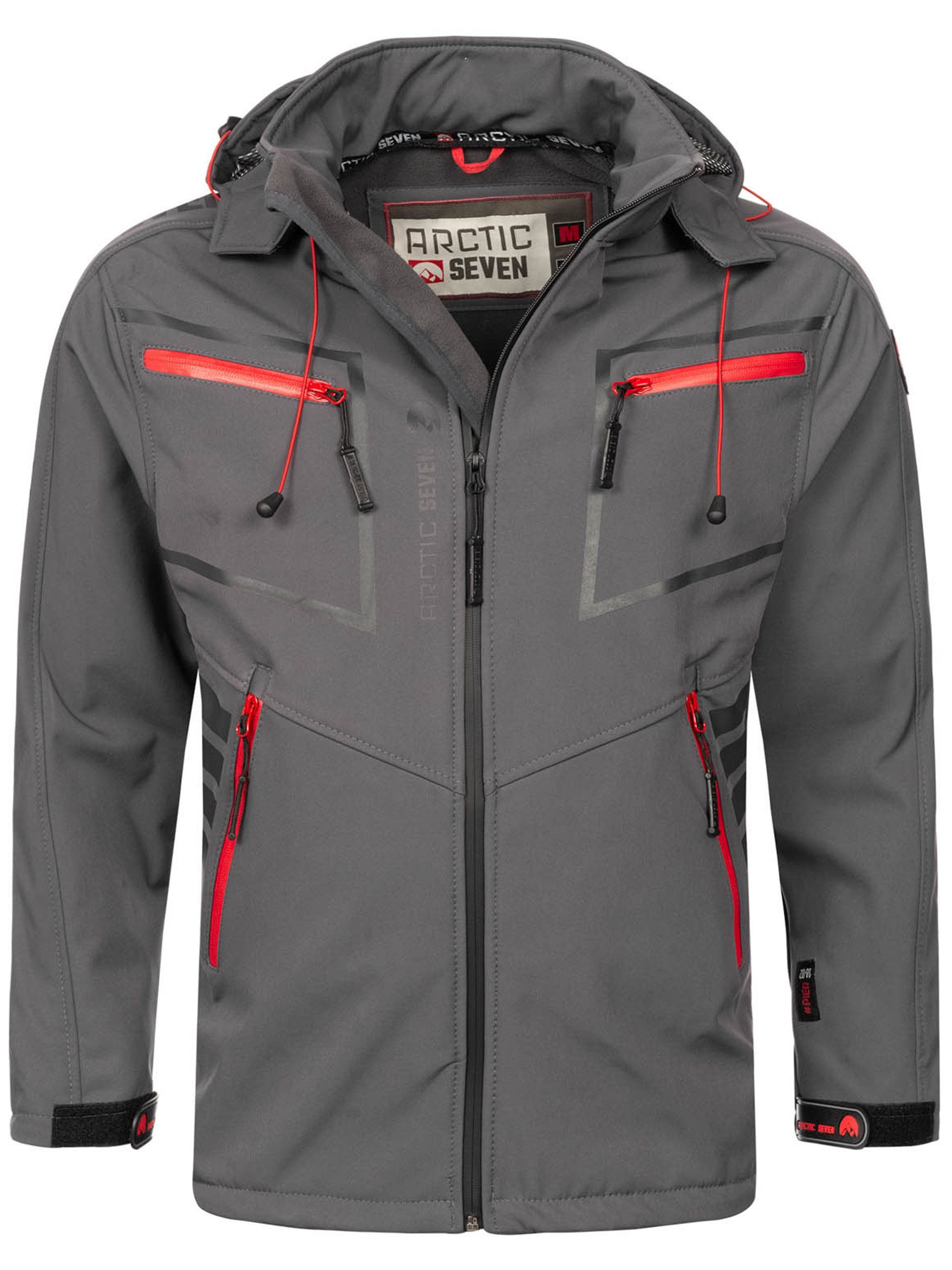 Arctic Seven Softshelljacke ASPierr sportliche Outdoor Funktionsjacke mit abnehmbarer Kapuze – Bild 5 von 5