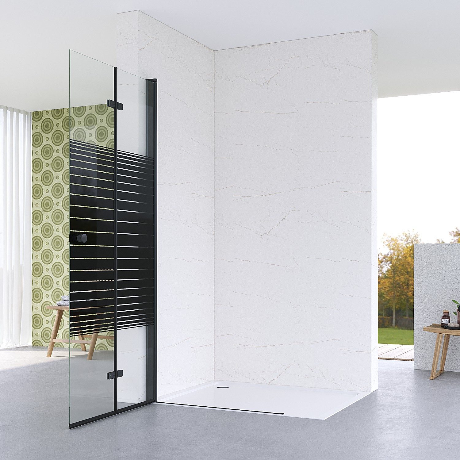 AQUABATOS Walk-in-Dusche Duschabtrennung faltbar Dusche 65 70 75 80 85 90 95 115 cm Duschwand, Einscheiben-Sicherheitsglas (ESG) 5 mm