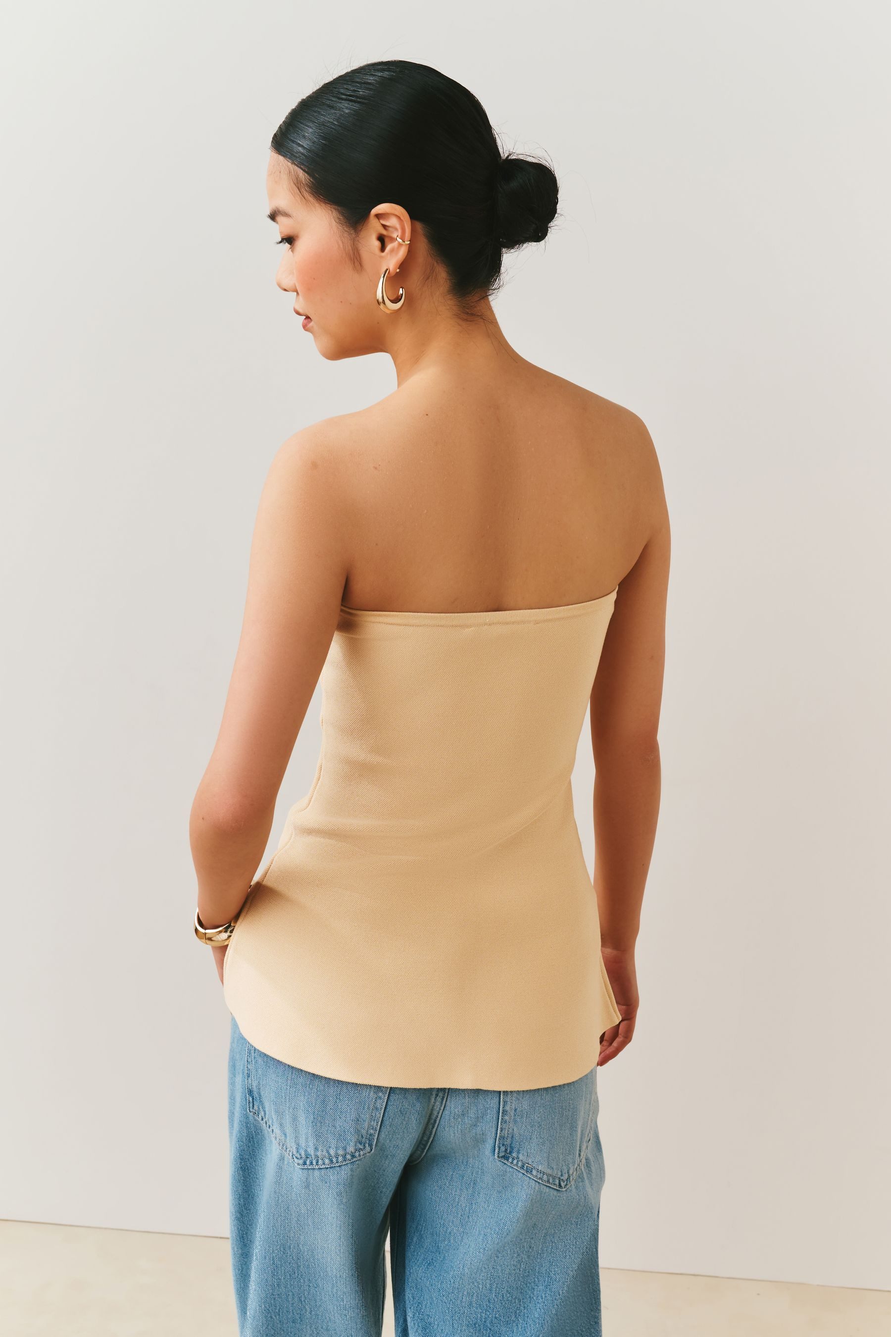 Next Bandeautop Elegantes Bandeau-Strickoberteil mit Schößchen (1-tlg)