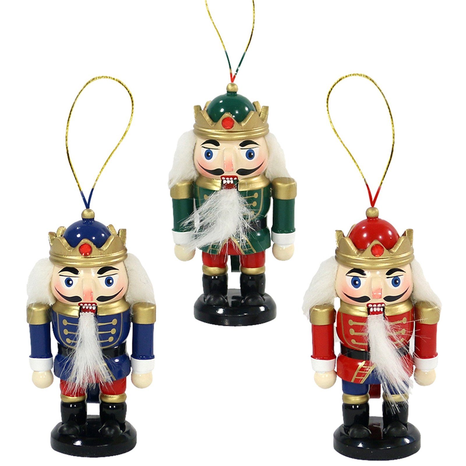 SIGRO Weihnachtsfigur Holz Nussknacker 3er Set zum Anhängen (Set, 3 St., 3 günstig online kaufen