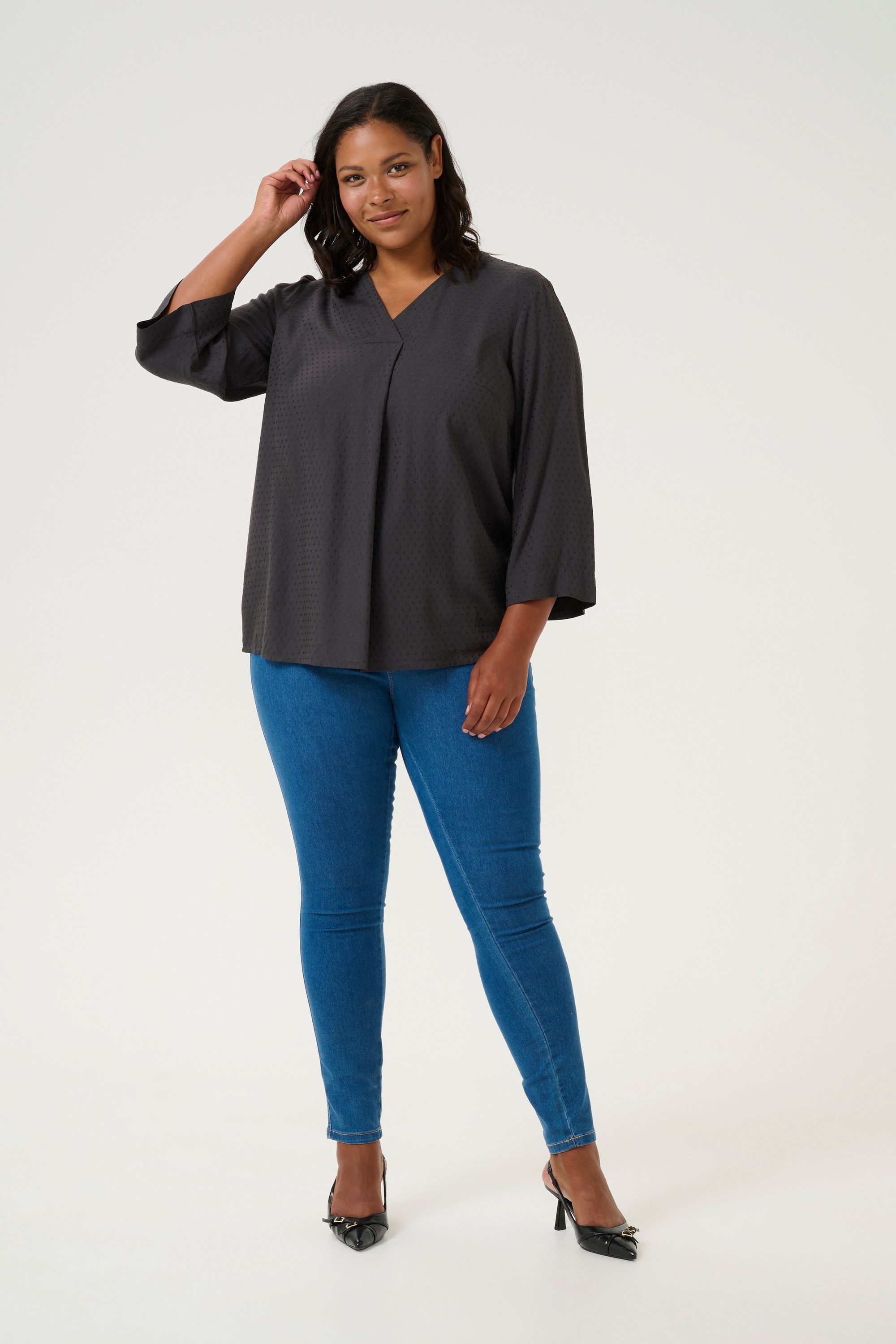 KAFFE Curve Langarmbluse Langarm-Bluse KCelse Große Größen günstig online kaufen