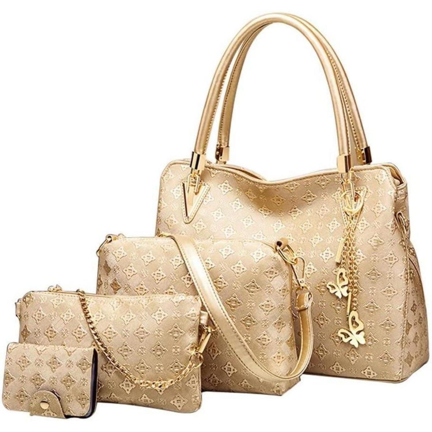 Handtasche Handtaschen Set Damen 4-teilig Mittelgroß Umhängetasche Portemonnaie