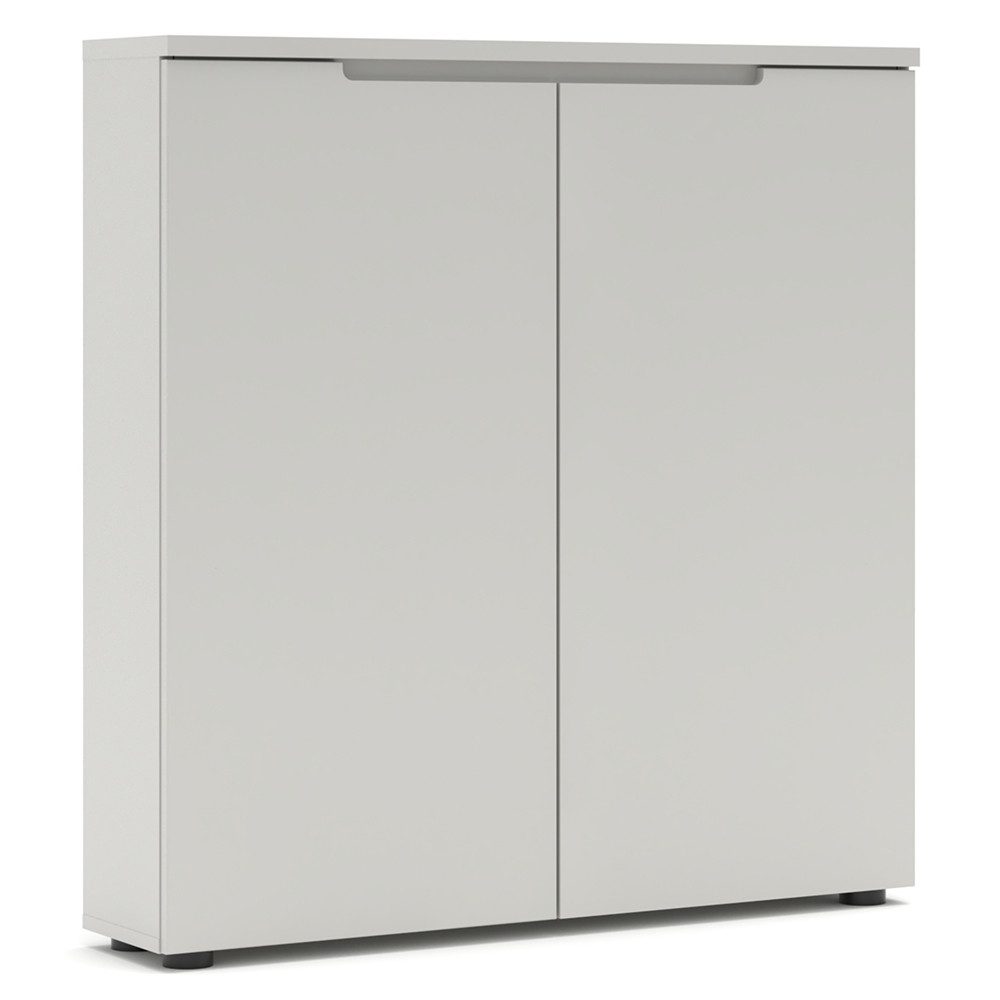 Lomadox Schuhschrank BREDA-36 Grau hell 97 cm 2 Türen Softclose grifflos geringe Tiefe