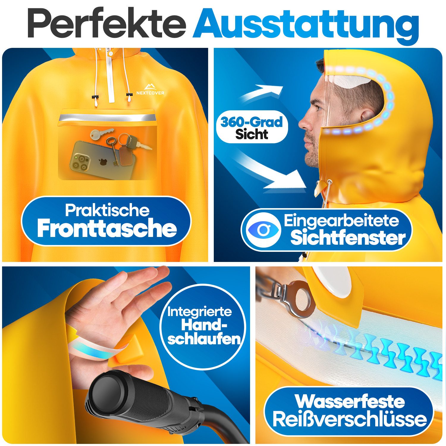 Nextcover Regenponcho NEXTCOVER® NEU Regenponcho Fahrrad für Damen & Herren