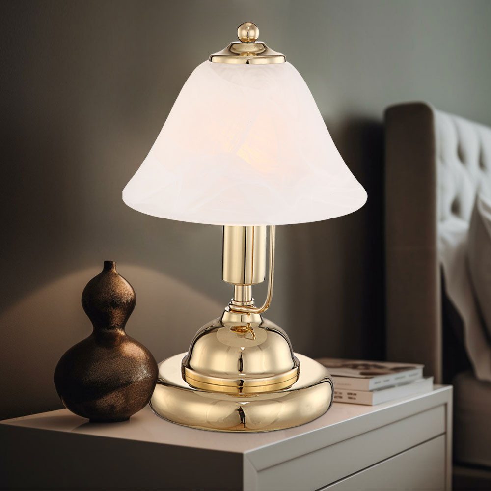GLOBO LIGHTING Tischleuchte, Leuchtmittel nicht inklusive, Tischleuchte mit Touchdimmer Tischlampe Messing Gold Höhe 27 cm
