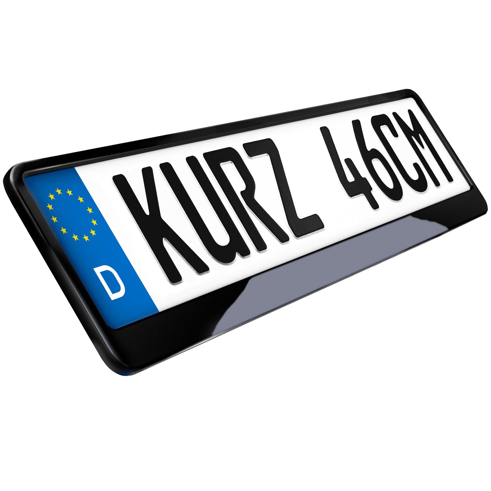 L & P Car Design Kennzeichenhalter für Auto 46 cm in schwarz Hochglanz für kurze Kennzeichen, (2 Stück)