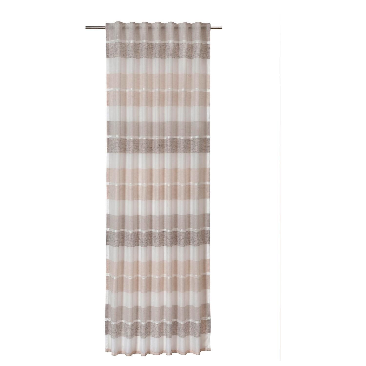 casa NOVA Vorhang TARIS, Grau, Beige, Querstreifen, (1 St), verdeckte Schlaufen, halbtransparent, Kunstfaser, waschbar bis 30 °C, B 140 x L 245 cm