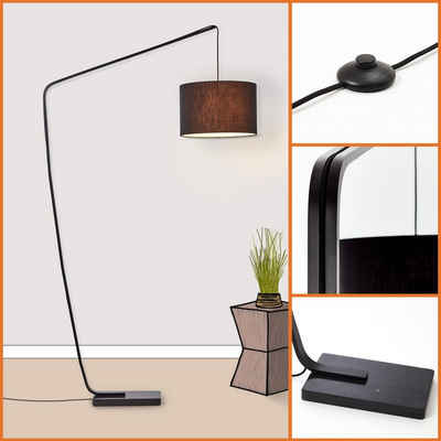 Lightbox Stehlampe, ohne Leuchtmittel, Bogenlampe, 210 x 110 cm, E27, Marmorfuß, Stoffschirm, schwarz