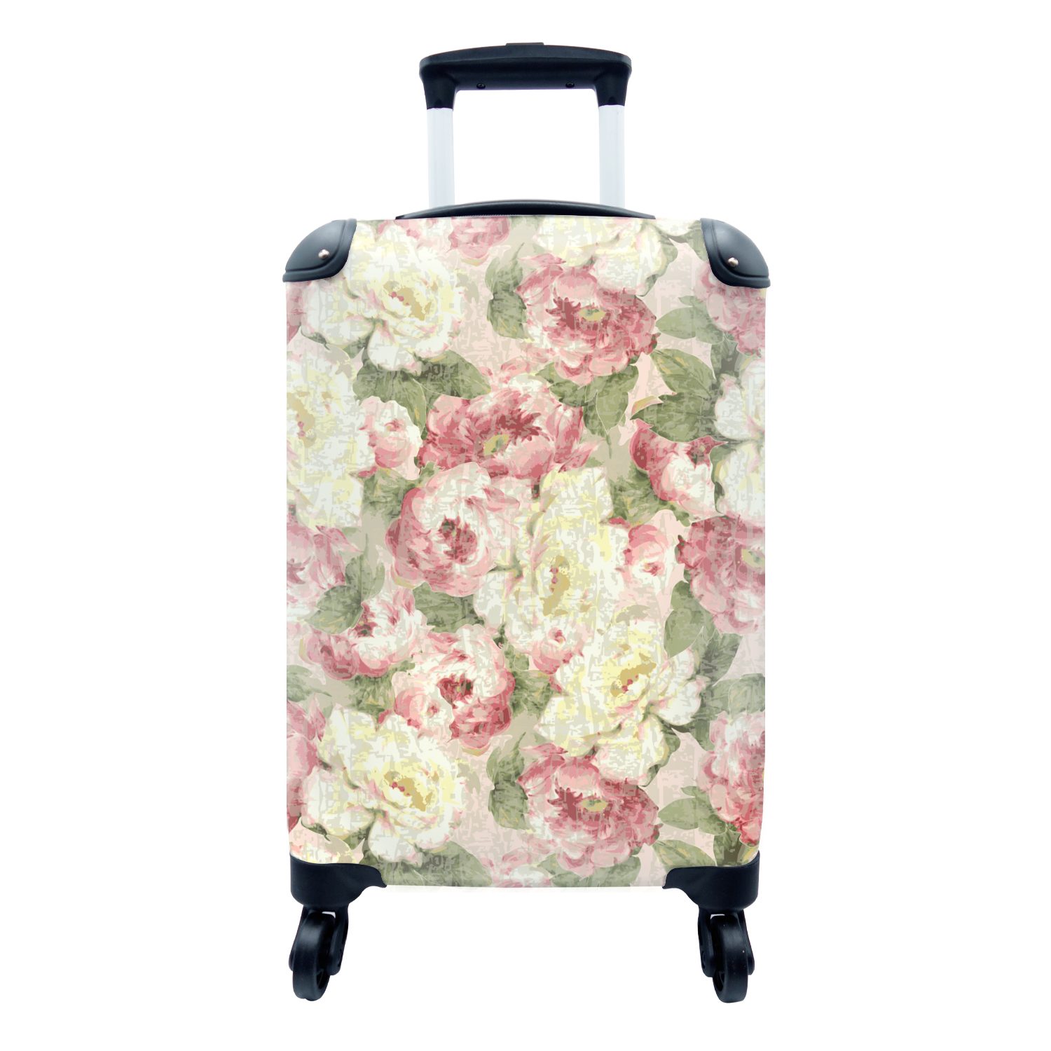 - Rosen Vintage mit MuchoWow Muster, 4 für Trolley, rollen, Handgepäckkoffer Rollen, Reisetasche Reisekoffer Ferien, - Handgepäck