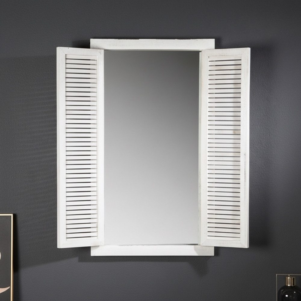 Melko Wandspiegel Wandspiegel Dekospiegel mit Fensterladen und Ablage Holz günstig online kaufen